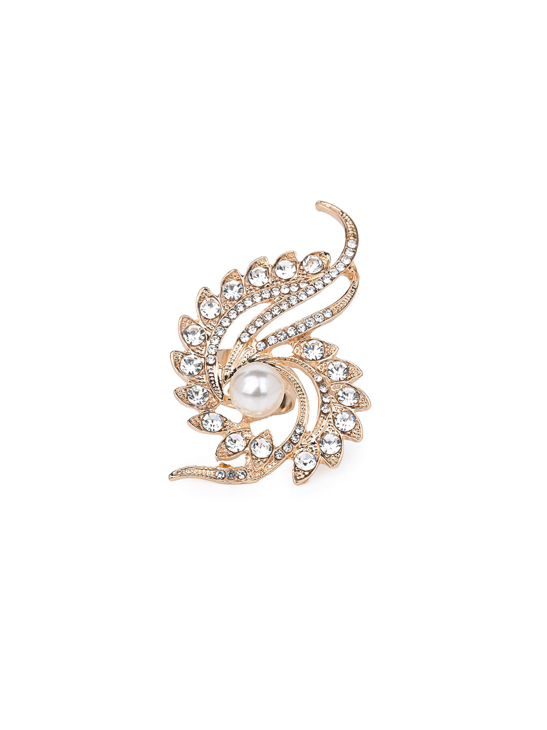 MAURYANA - Embellished with Rhinestones Luxurious Flower Design Ring