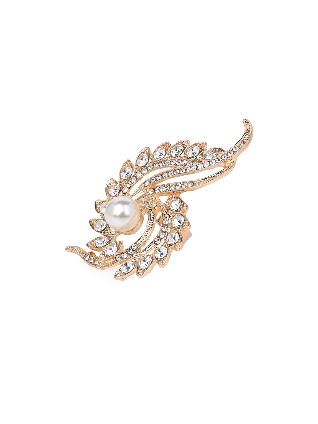 MAURYANA - Embellished with Rhinestones Luxurious Flower Design Ring