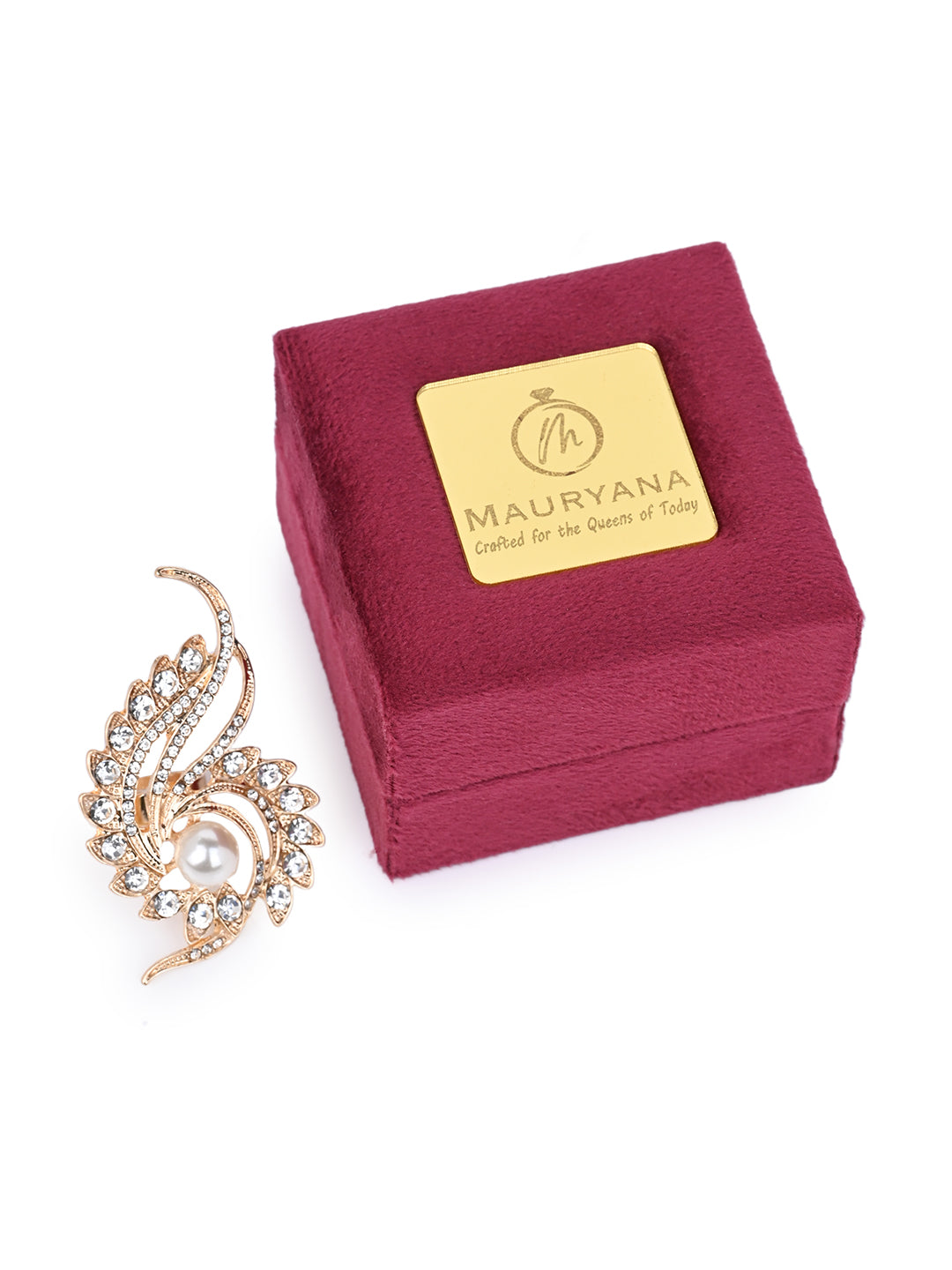 MAURYANA - Embellished with Rhinestones Luxurious Flower Design Ring