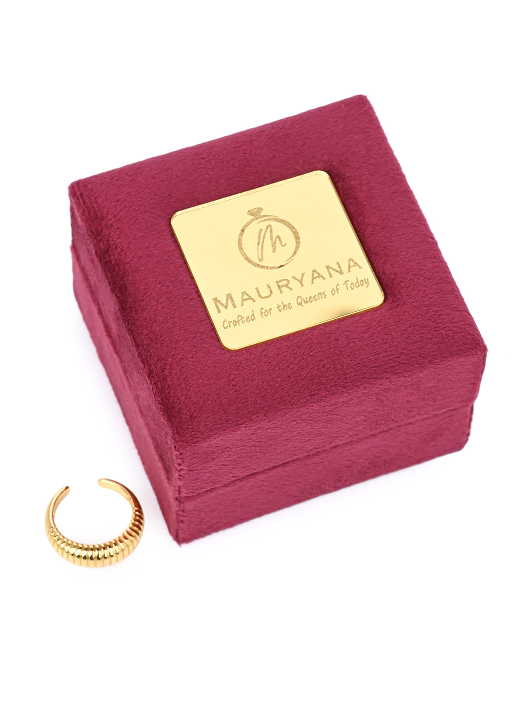 MAURYANA - Stainless Steel Gold Plated Sleek and Stylish Ring - One size