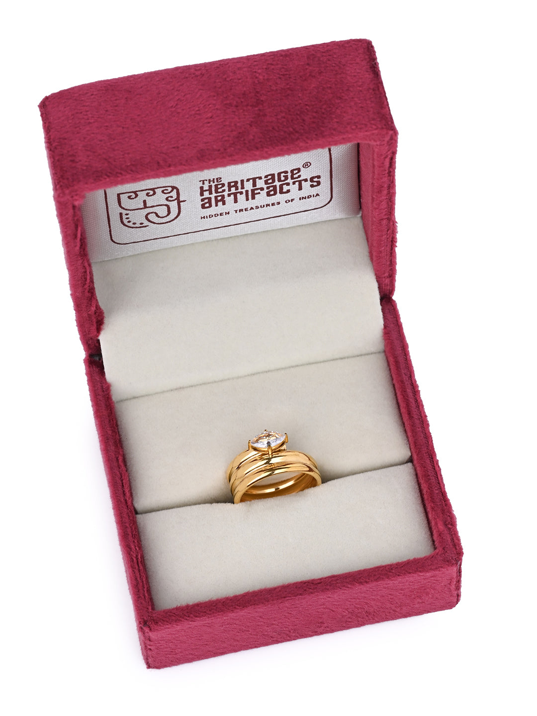 MAURYANA - Stainless Steel 18k Gold Plated Ring with Zircon Stud