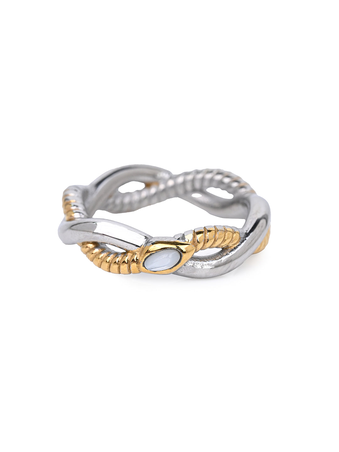 MAURYANA - Sleek and Modern Design Stainless steel 18k Gold Plated Ring