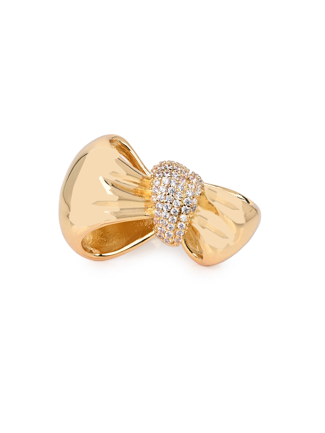 MAURYANA - Copper Alloy with Zircon Inlay Bow Knot Open Ring