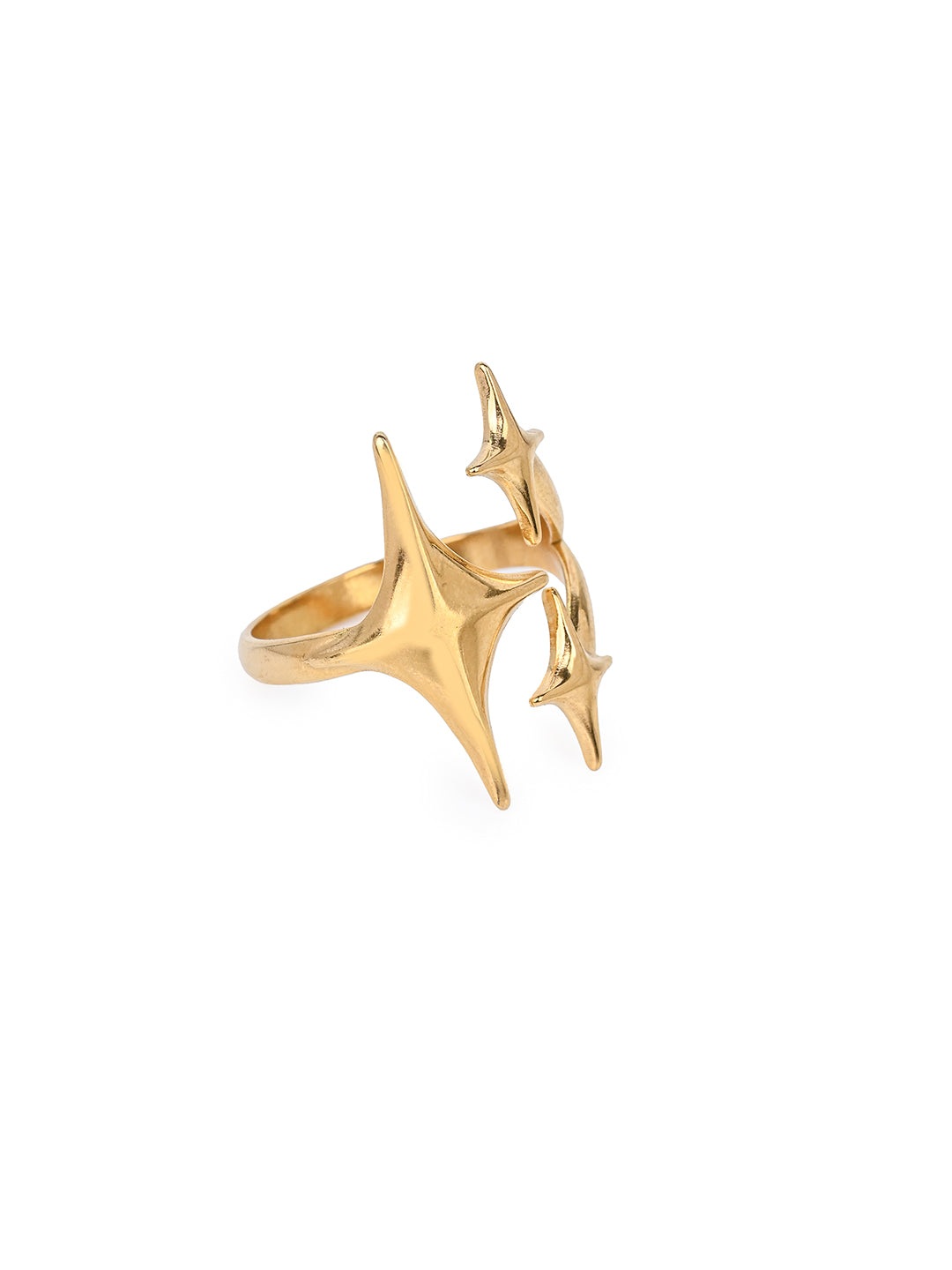MAURYANA - Stainless Steel 18k Gold Plated Modern Design Open Ring