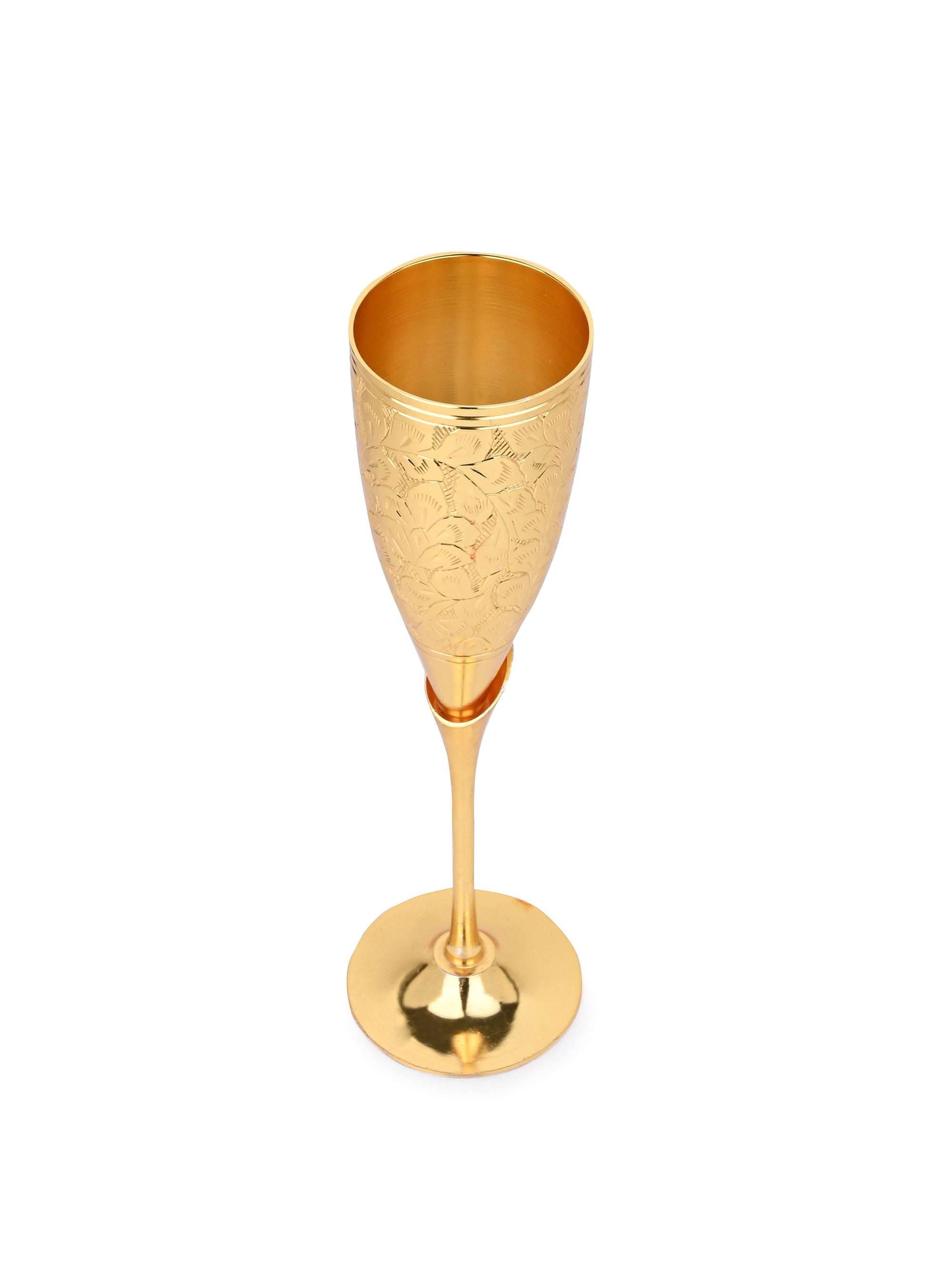 Brass Crafted Champagne Glass - Set of 2 in a Red Velvet Gift Box