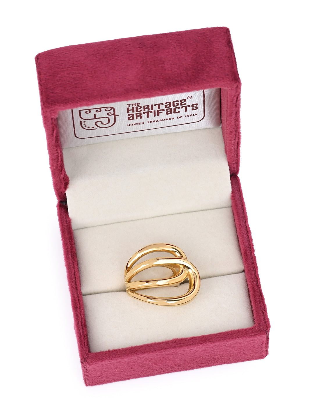 MAURYANA - Stainless Steel 18k Gold Plated French Style Ring - one size