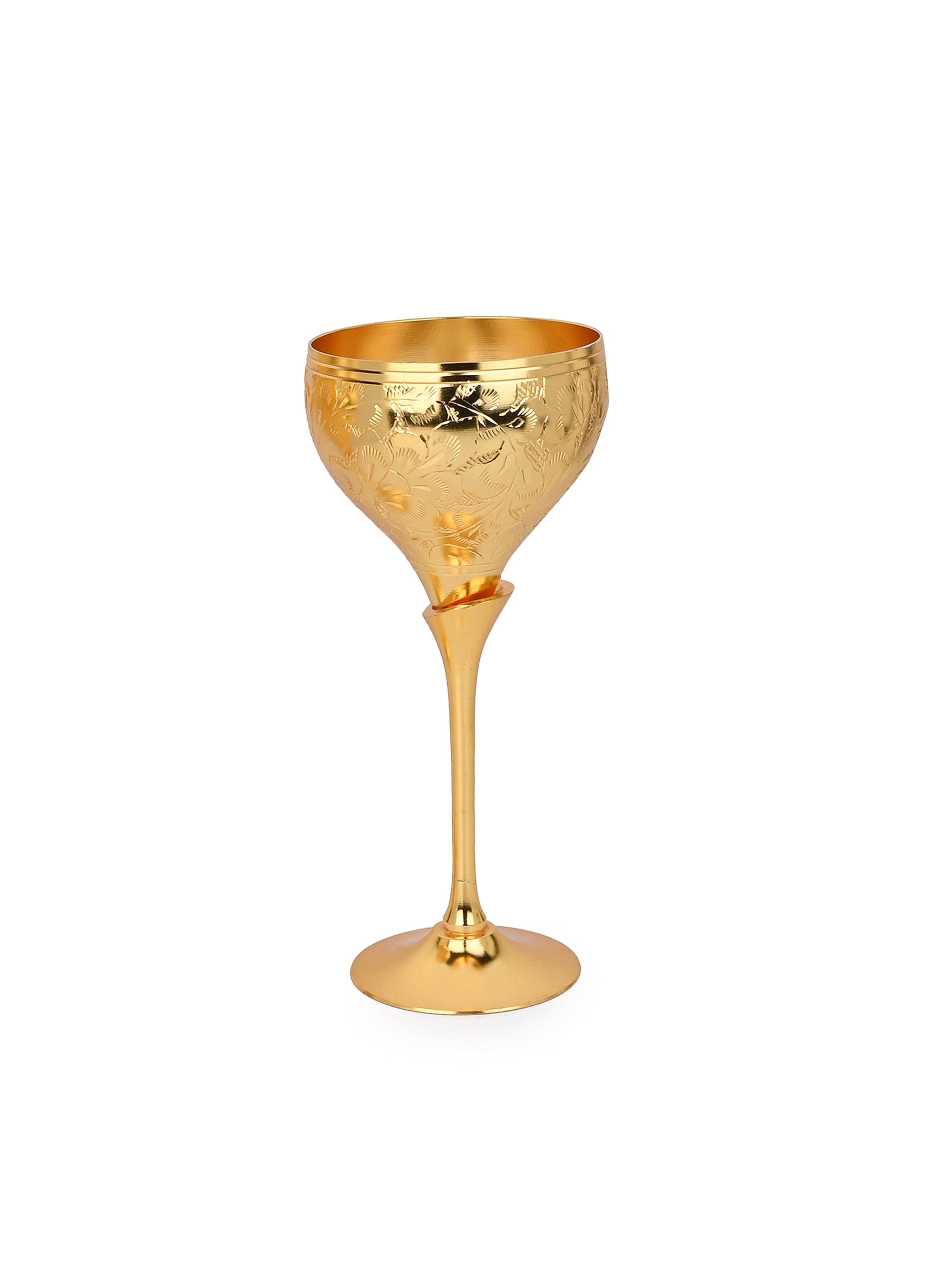 Brass Crafted Wine Glass - Set of 2 in Red Velvet Gift Box