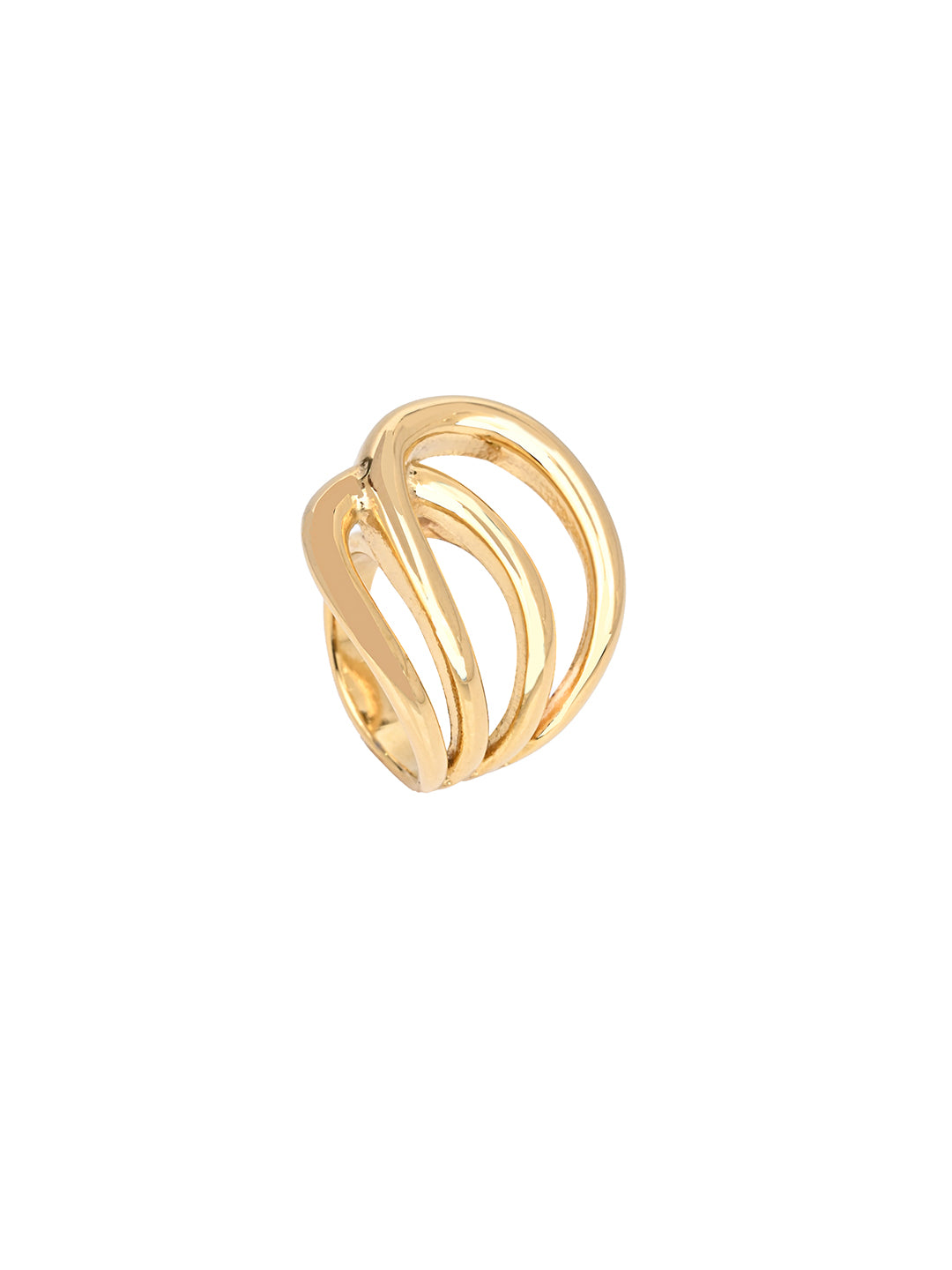 MAURYANA - Stainless Steel 18k Gold Plated French Style Ring - one size