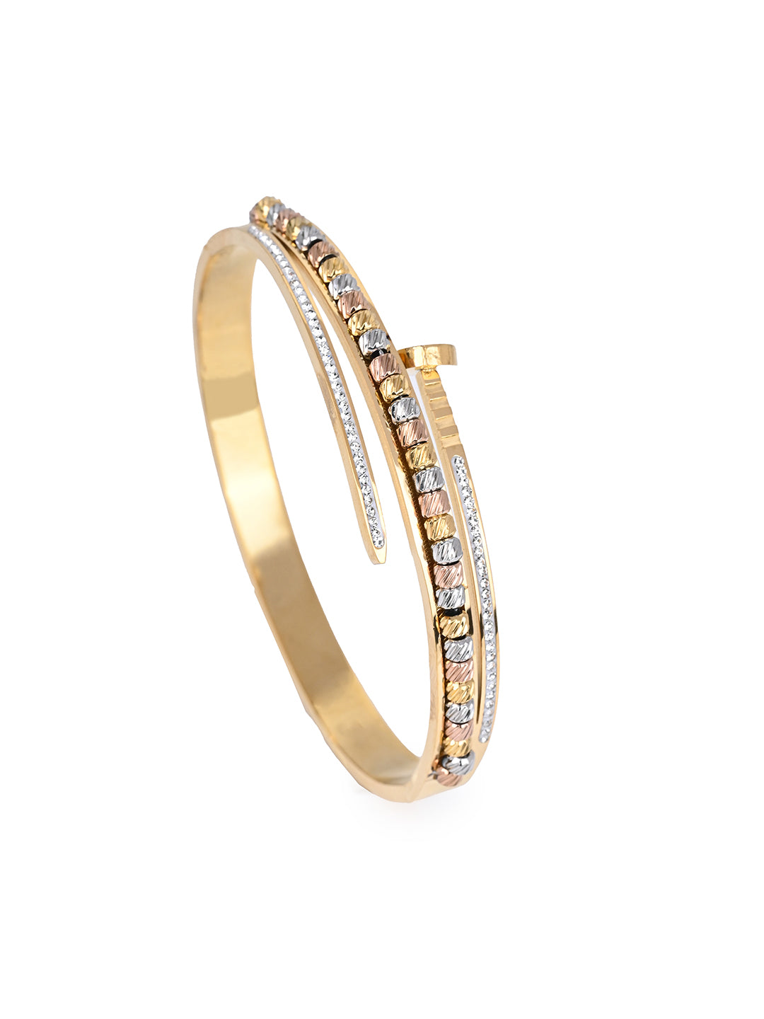 MAURYANA - Stainless Steel 18k Gold Plated Bangle with Ring Set - Stylish and Durable