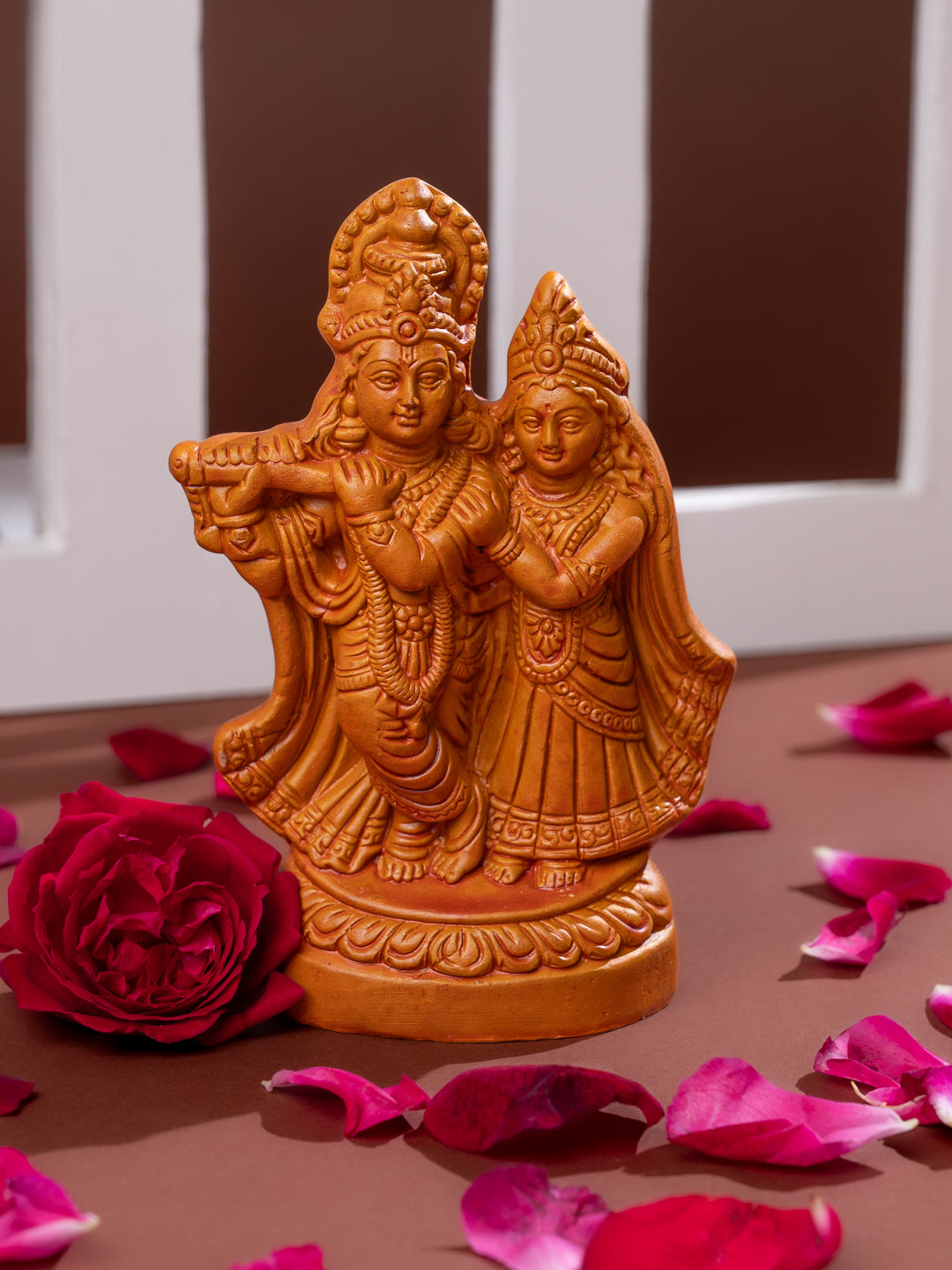 Terracotta Art Radha Krishna idol for Home Decor - 6 inches