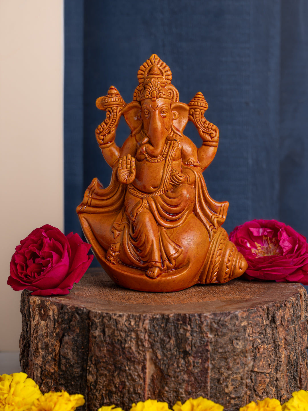 Terracotta Art Ganeshji Idol for Home Decor - 6 inches