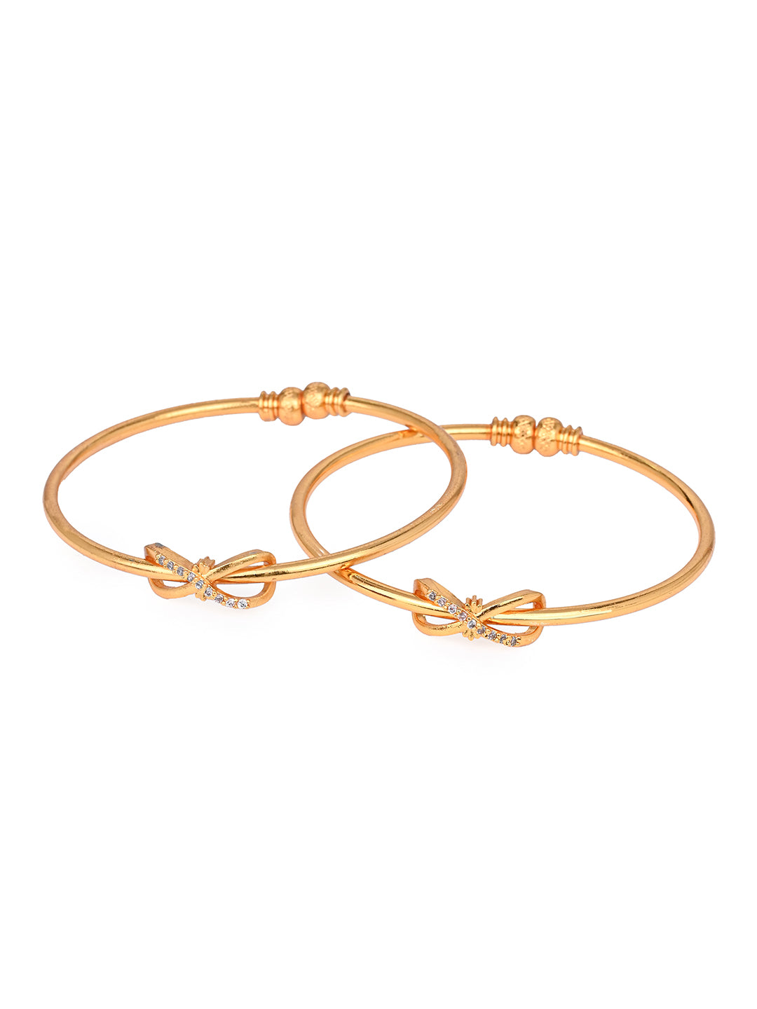MAURYANA - Kundan mina pair of bangles with bow design and opening