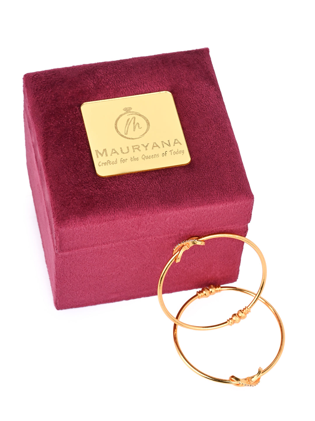 MAURYANA - Kundan mina pair of bangles with bow design and opening