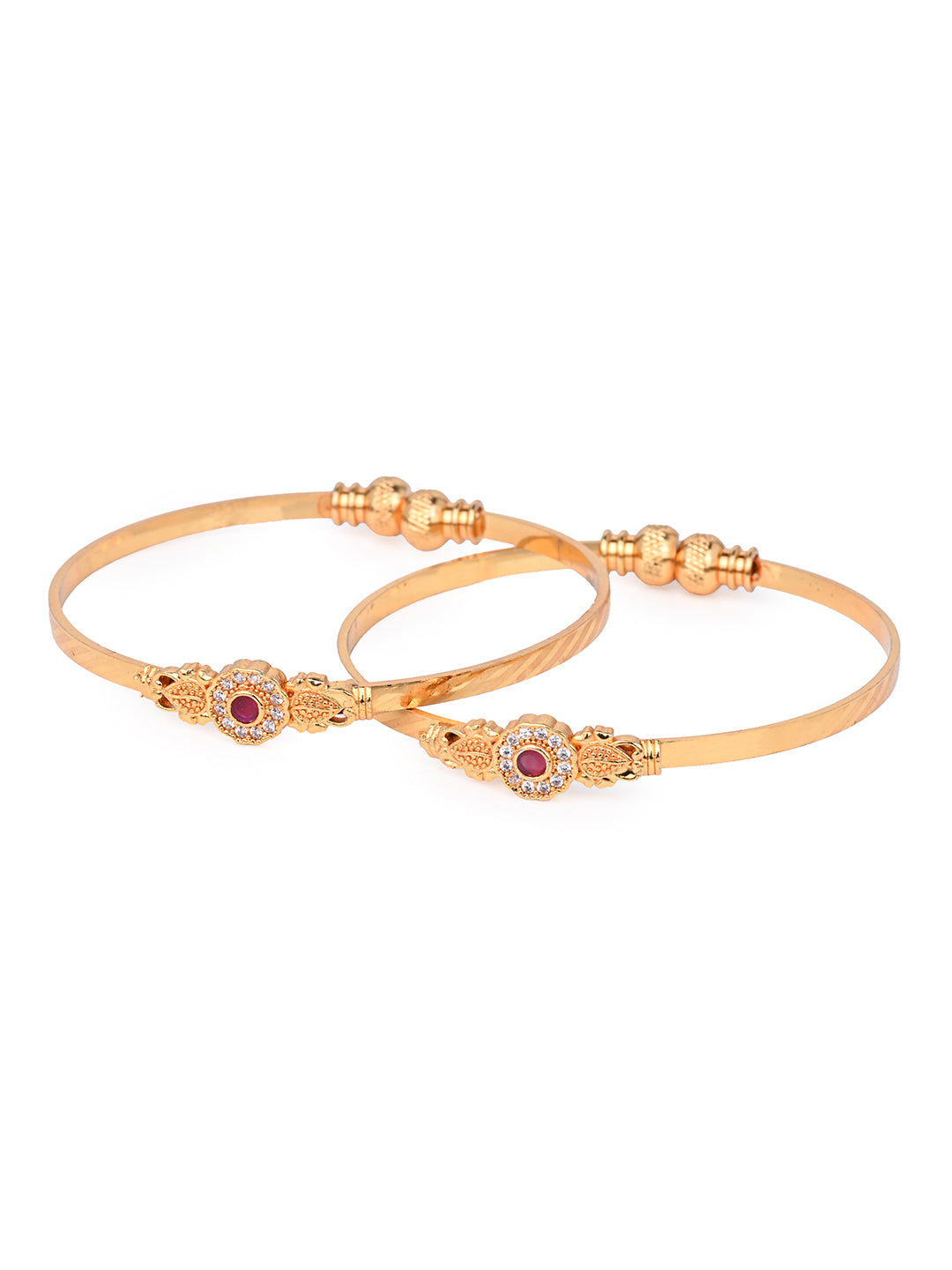 MAURYANA - Kundan mina flower studded bangles - pair of 2 pcs