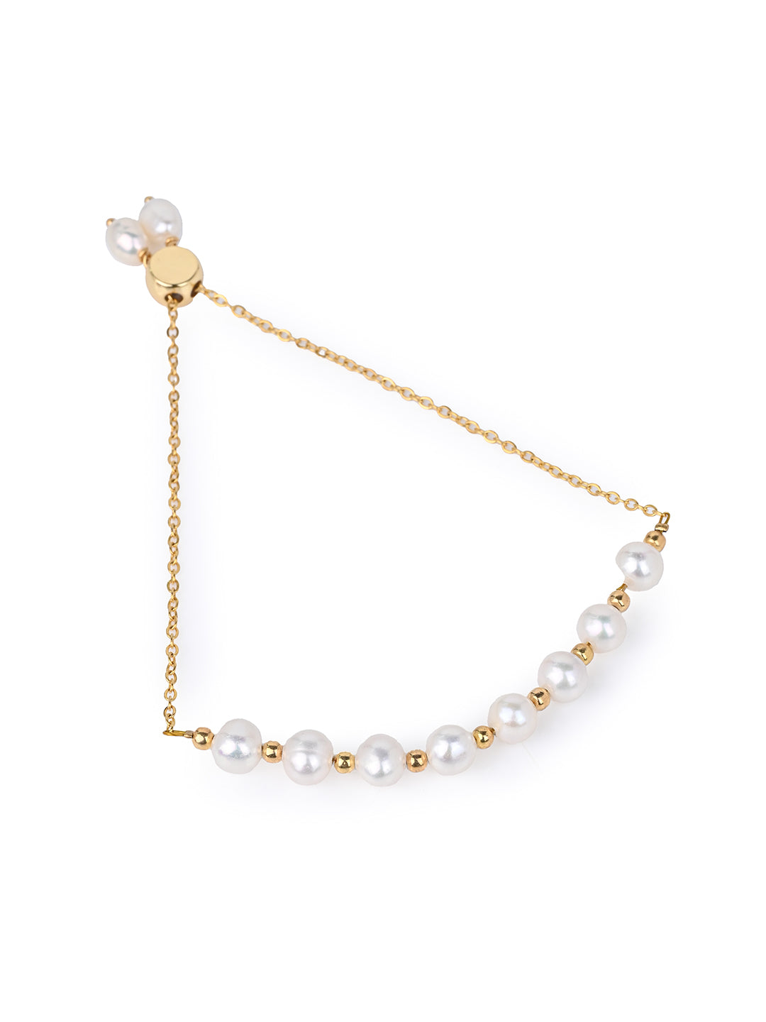 MAURYANA - Pearl and Stainless Steel Crafted Fashionable Bracelet - Adjustable length