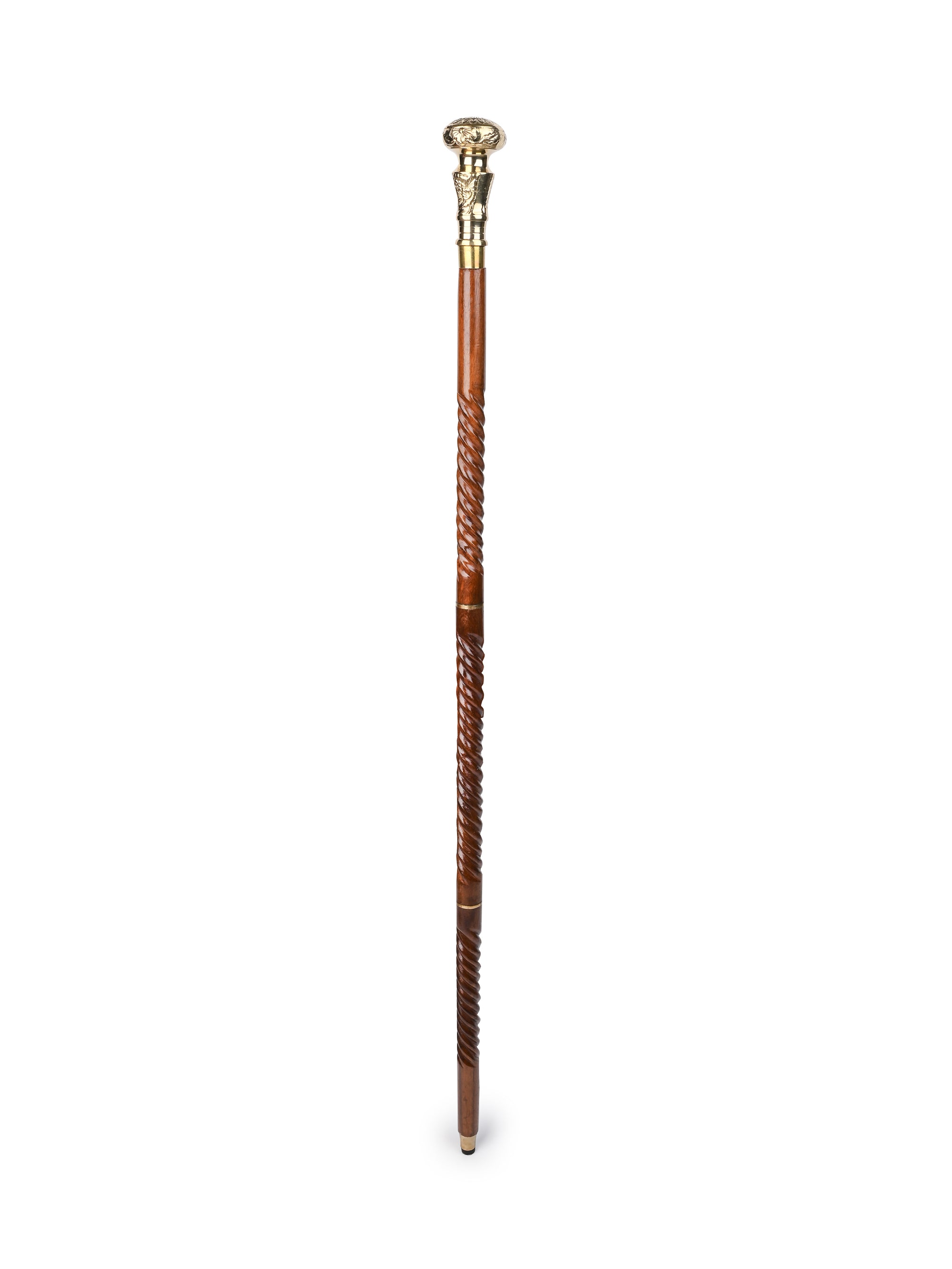 Shisham wood crafted brass handle classic walking stick / cane - Easily detachable