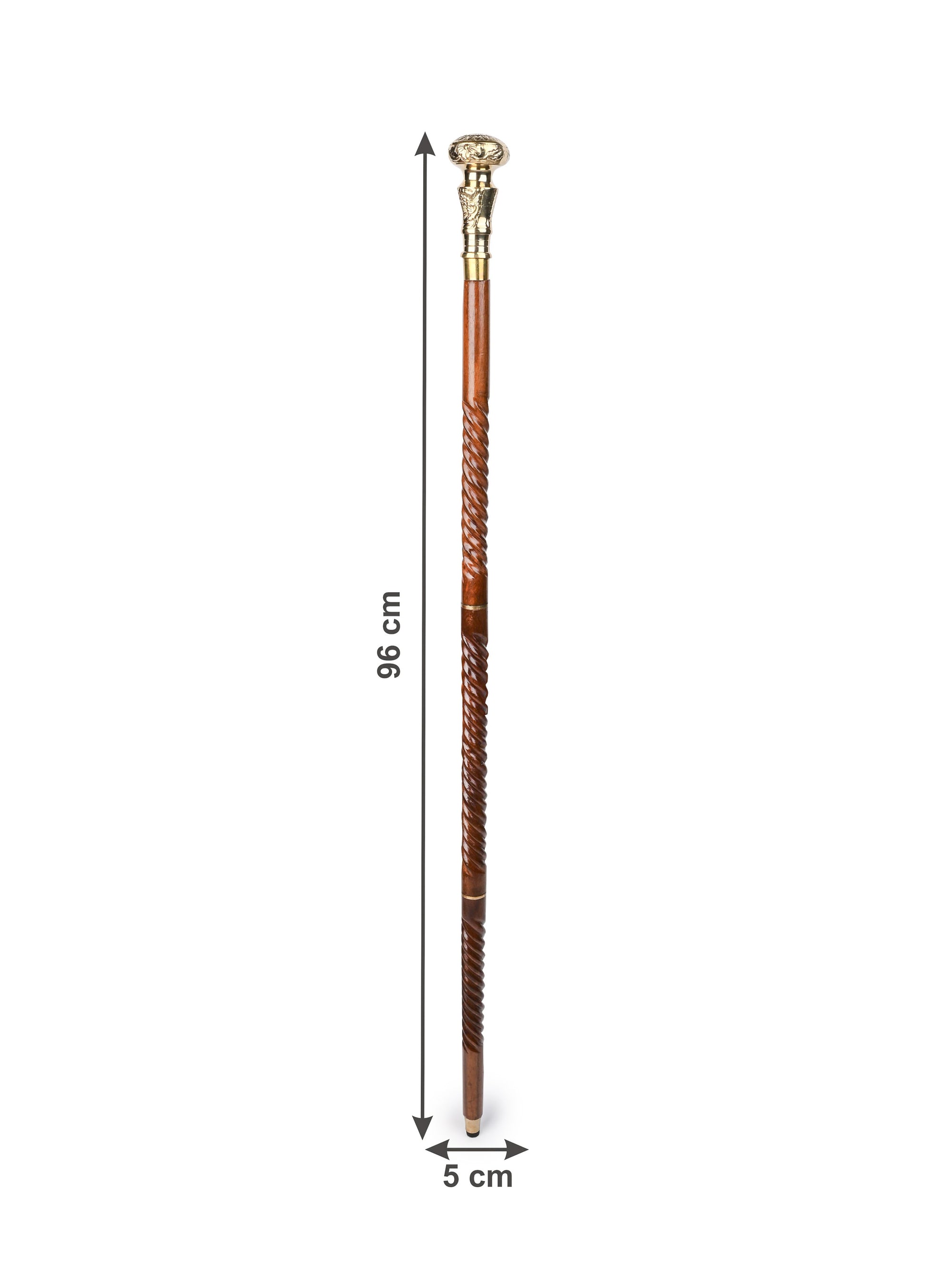 Shisham wood crafted brass handle classic walking stick / cane - Easily detachable