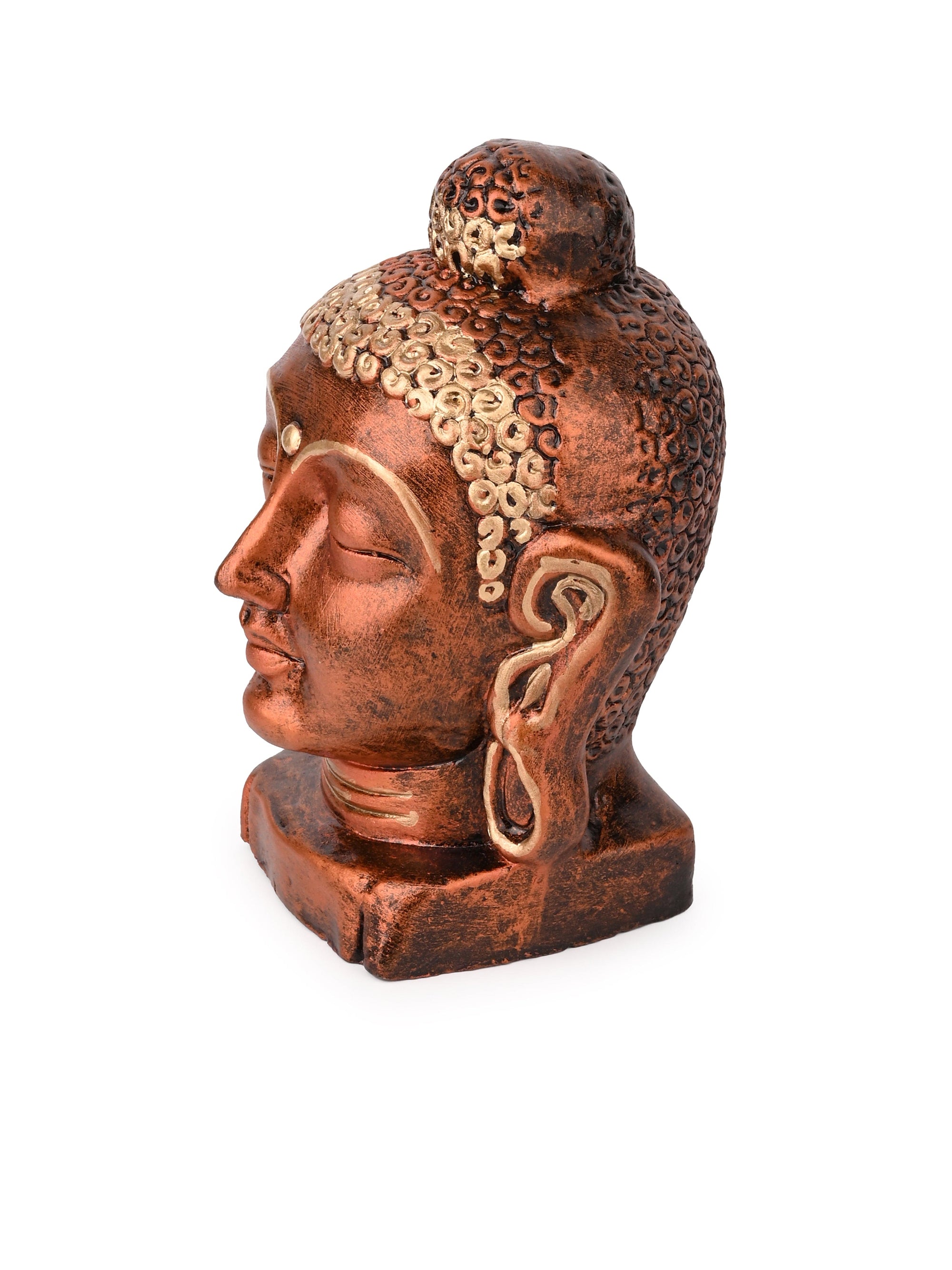Terracotta Handcrafted Lord Buddha Face in Metallic Brown Color