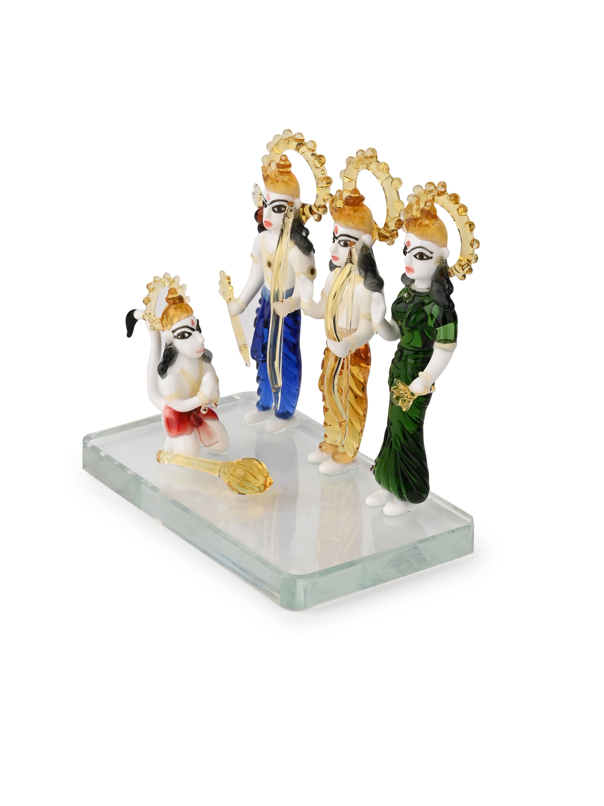 Glass Handcrafted Colorful Ram Darbar in a Velvet Gift Box