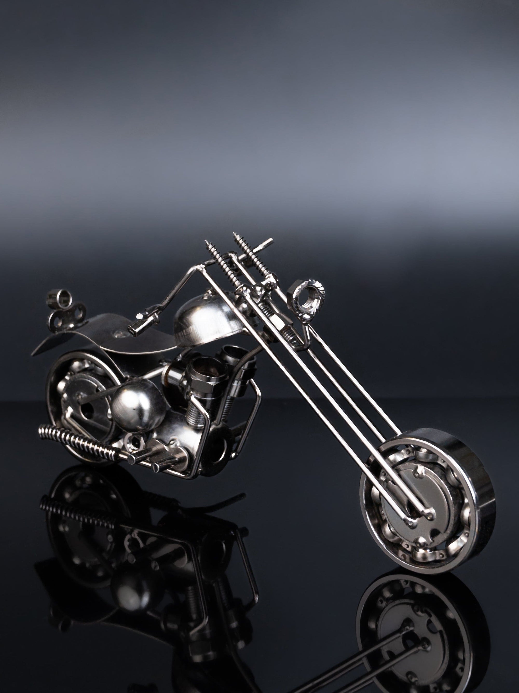 Metal Crafted Ghost Rider Bike Miniature Replica for Home Office Decor - 9 inches