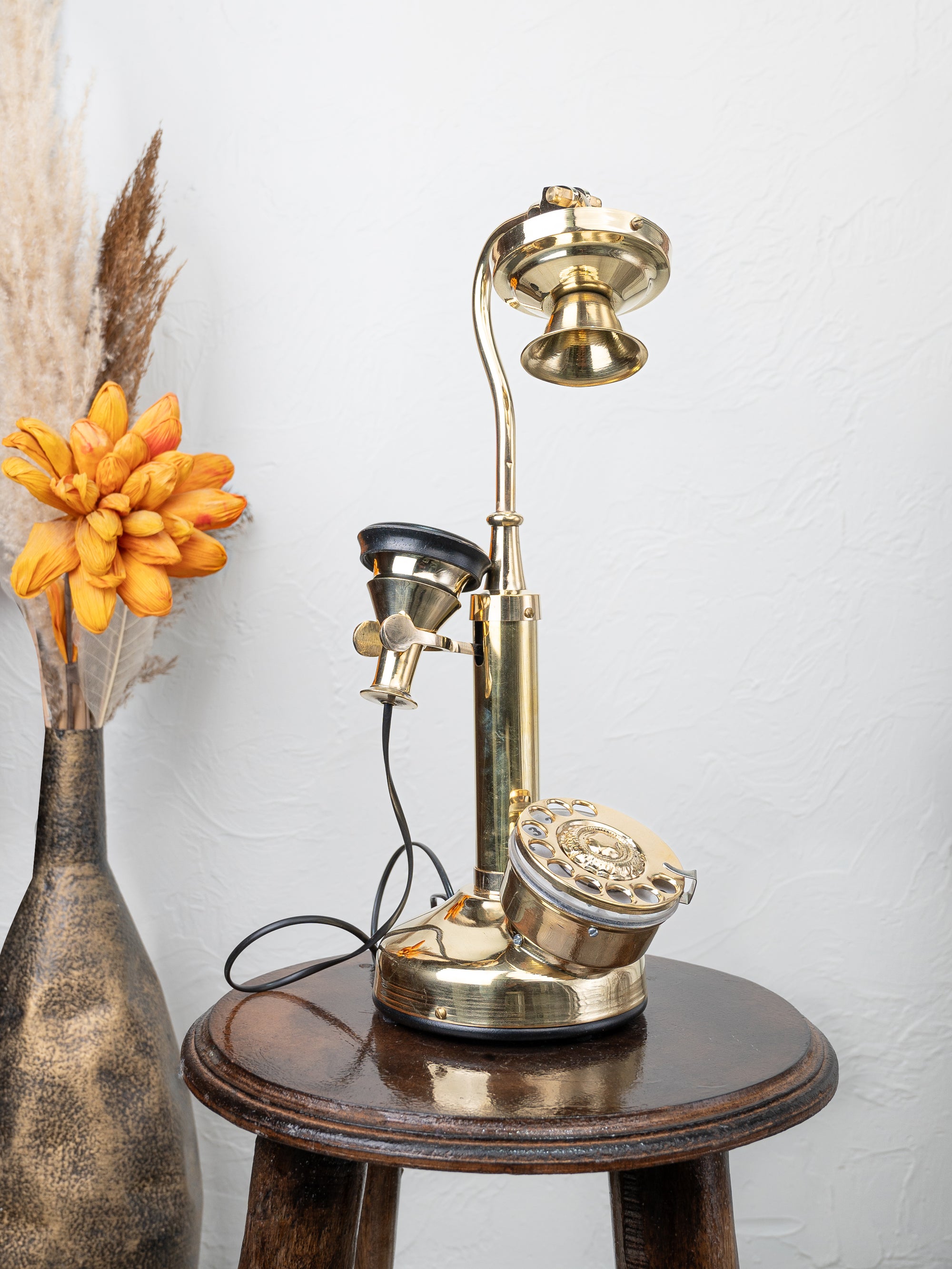 Brass Crafted Vintage Candle type Rotary Dial Phone for Home Decor