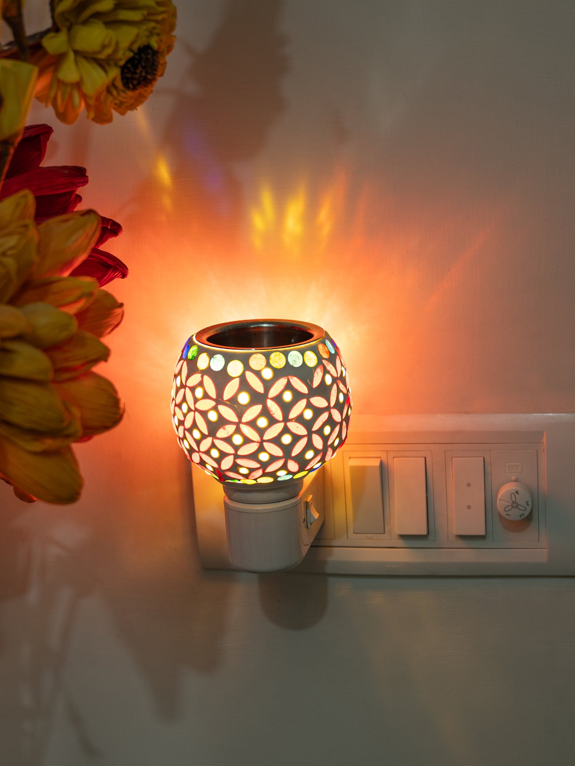 Glass Crafted Electric Diffuser with Colorful Lights - Assorted Designs