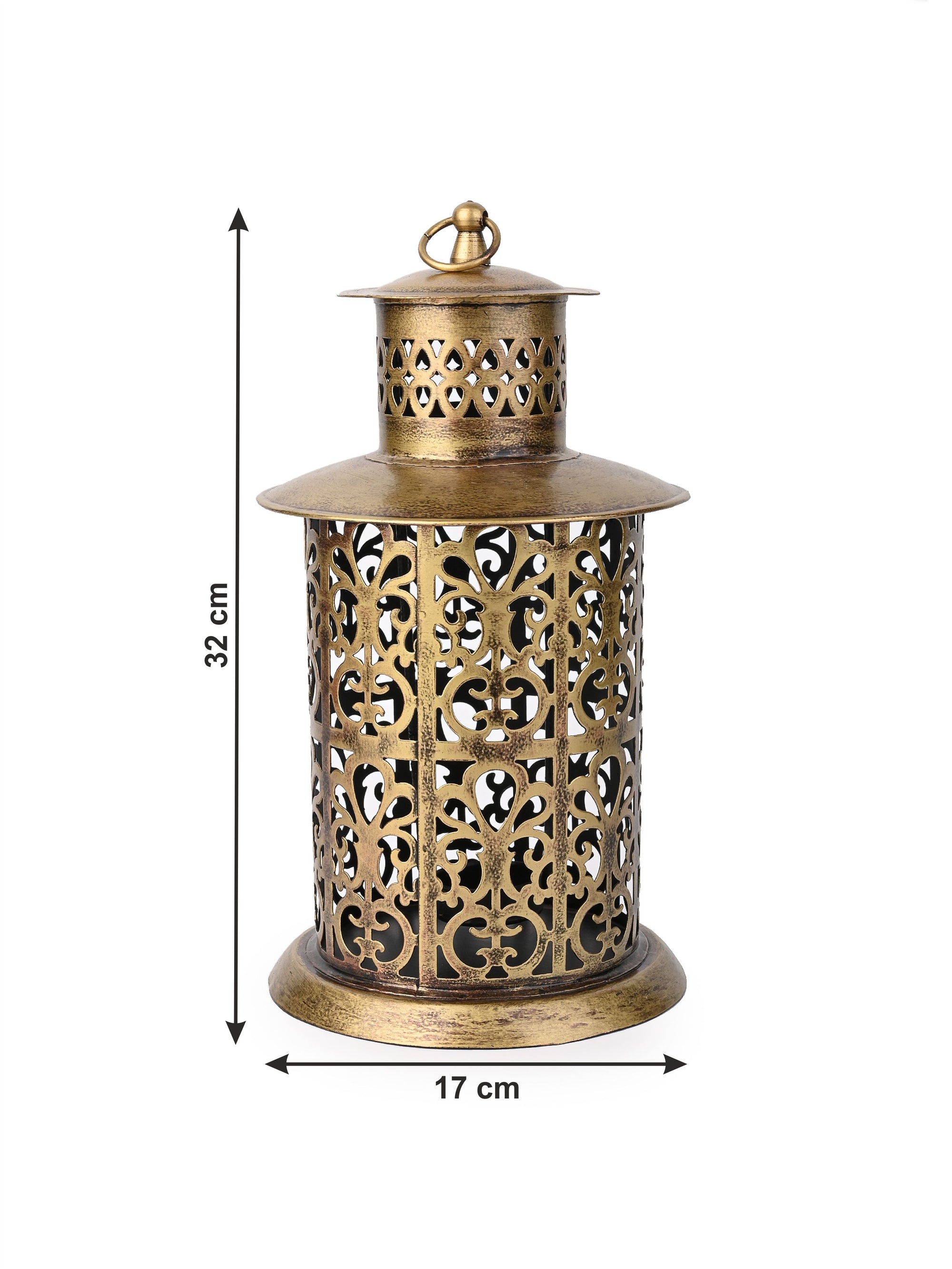 Metal Crafted Cutwork Design Tlight Holder / Lantern for Home Decor - 12 inches