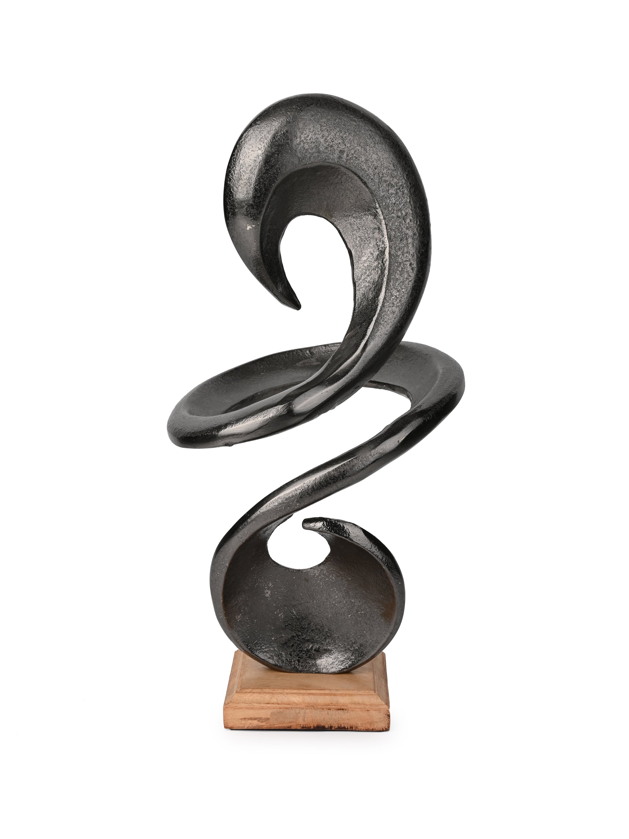 Black Metal Abstract Sculpture for Home Office Decor - 15 inches