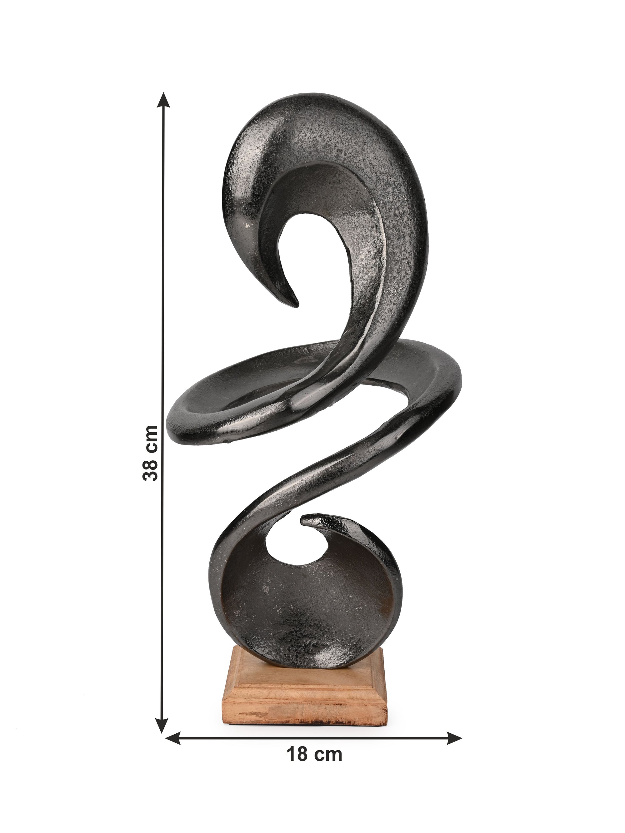 Black Metal Abstract Sculpture for Home Office Decor - 15 inches