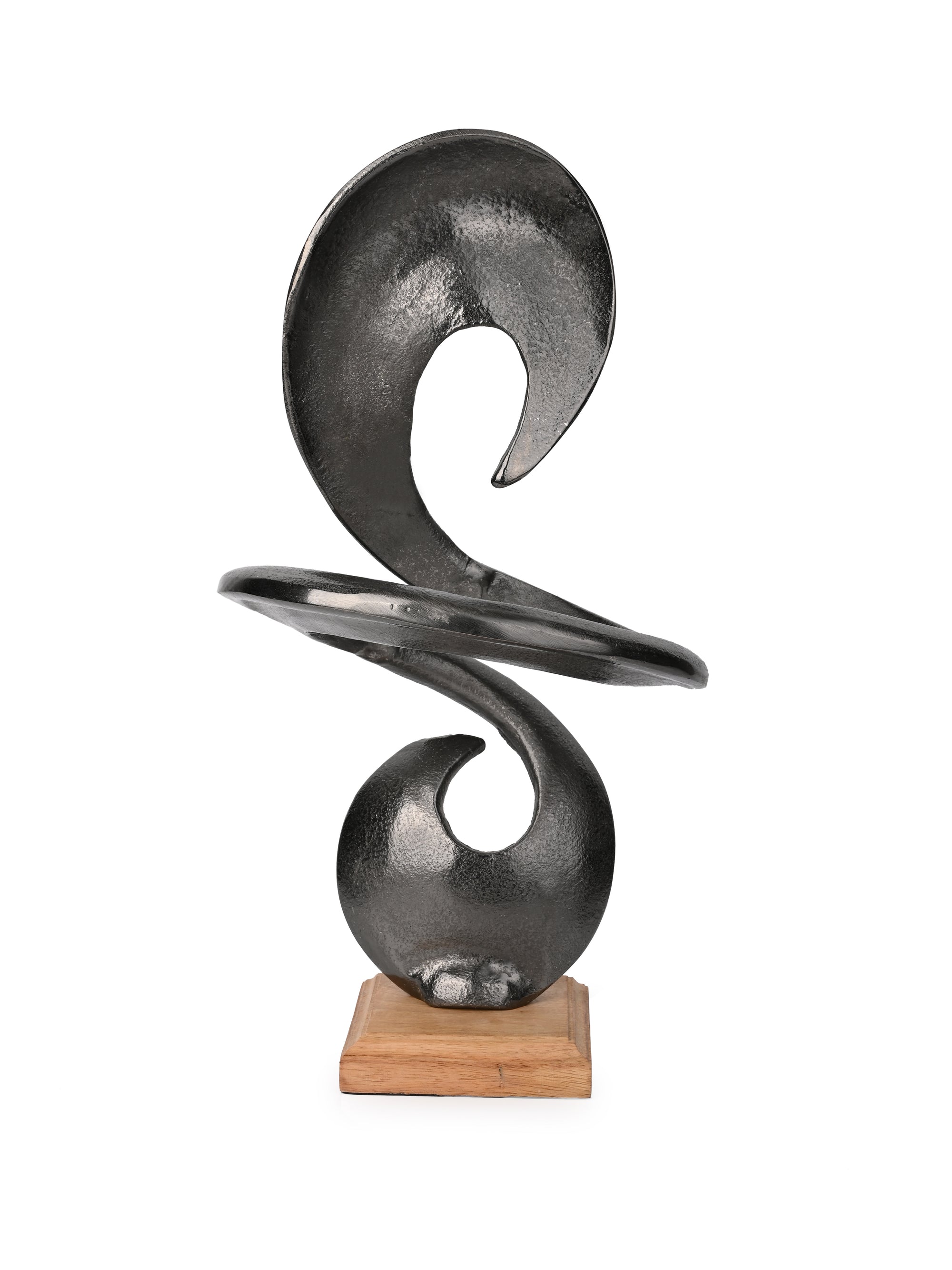 Black Metal Abstract Sculpture for Home Office Decor - 15 inches