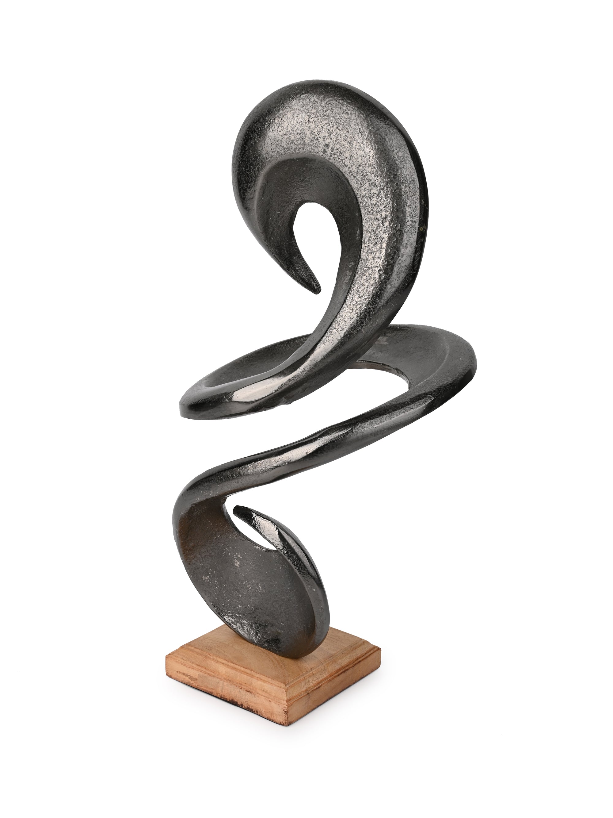 Black Metal Abstract Sculpture for Home Office Decor - 15 inches