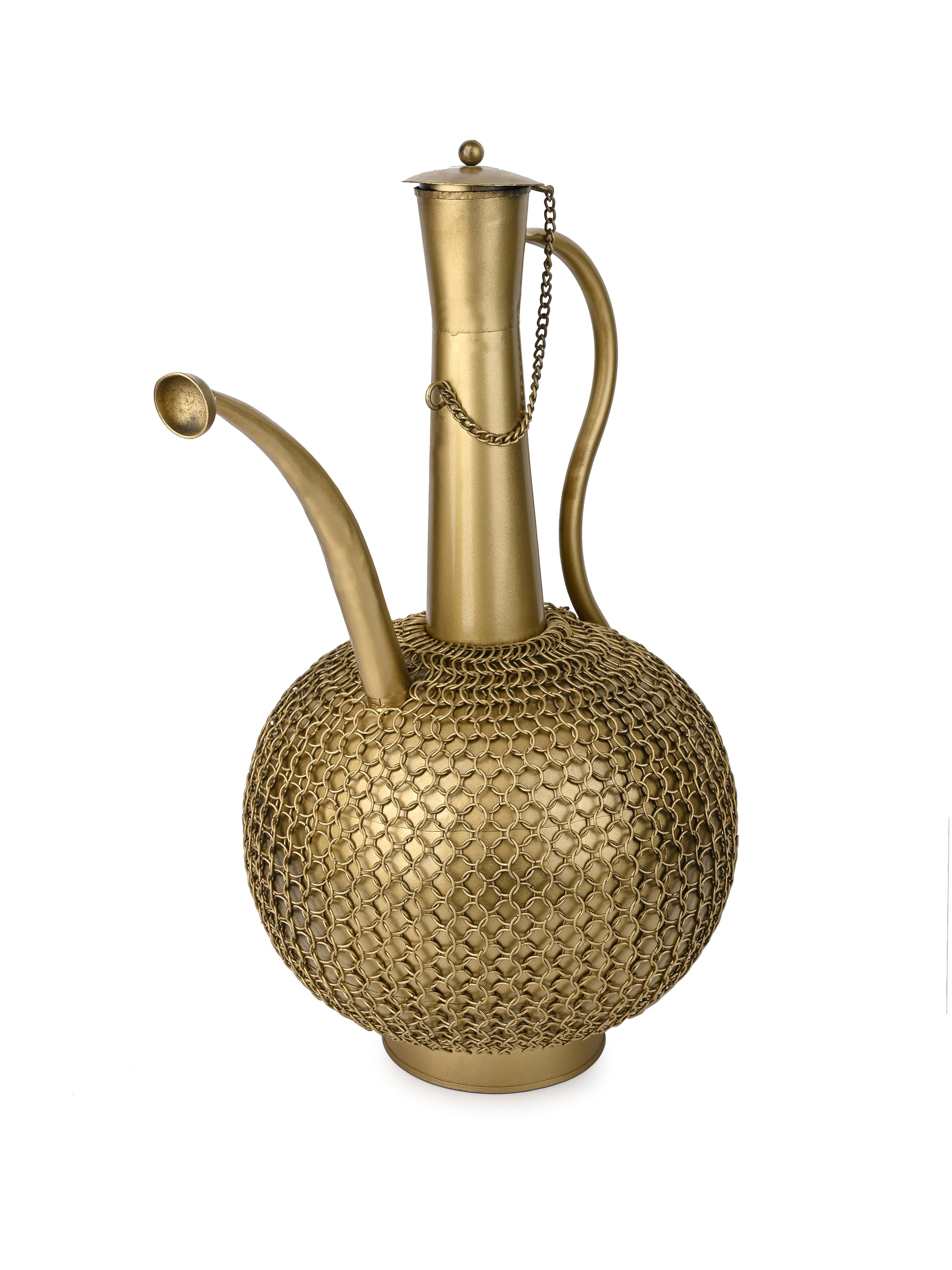 Metal Crafted Gold Color Surahi Replica for Home Office Decor - 20 inches