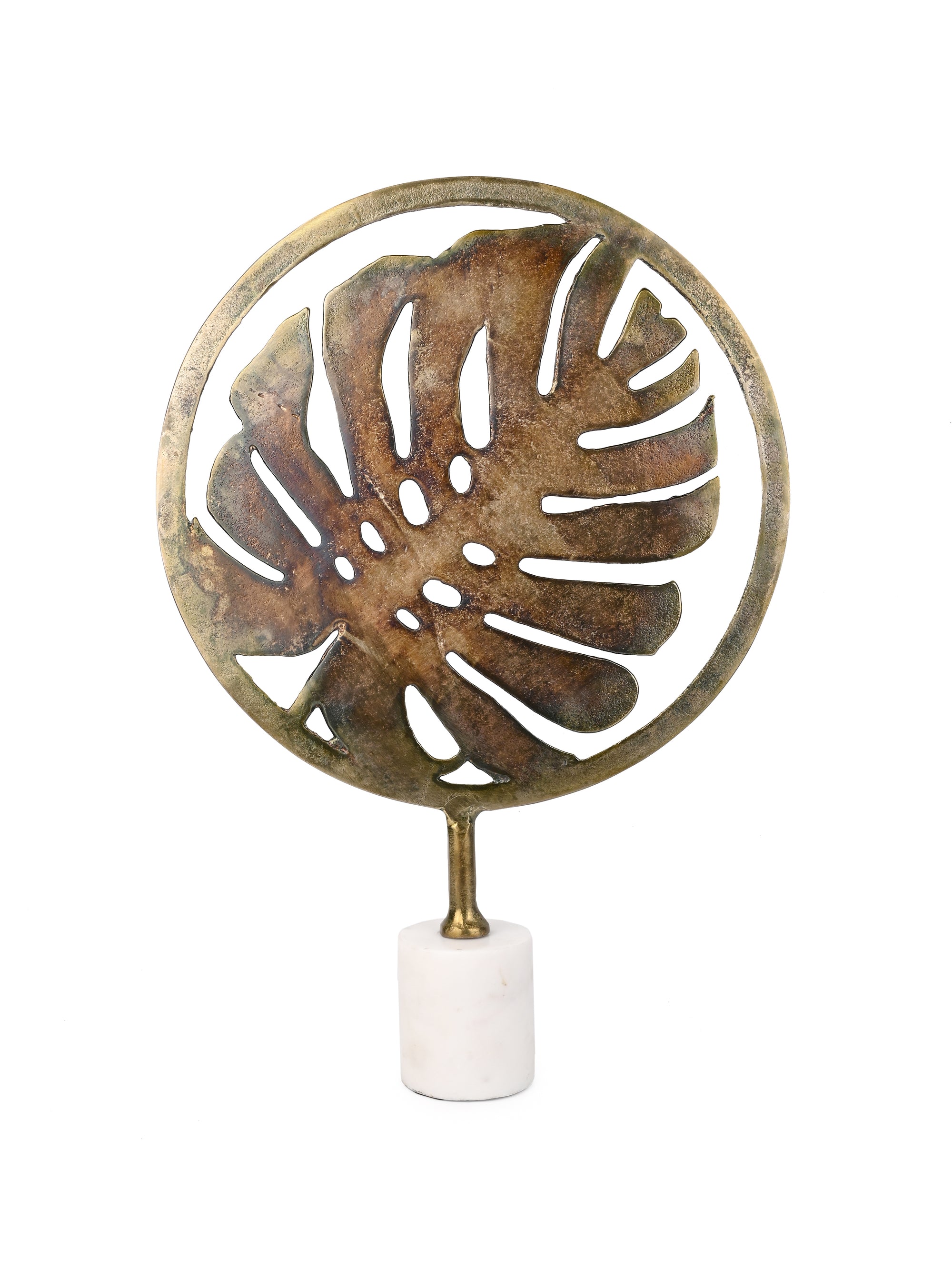 Metal Leaf Inside a Circle Decorative Showpiece - 20 inches