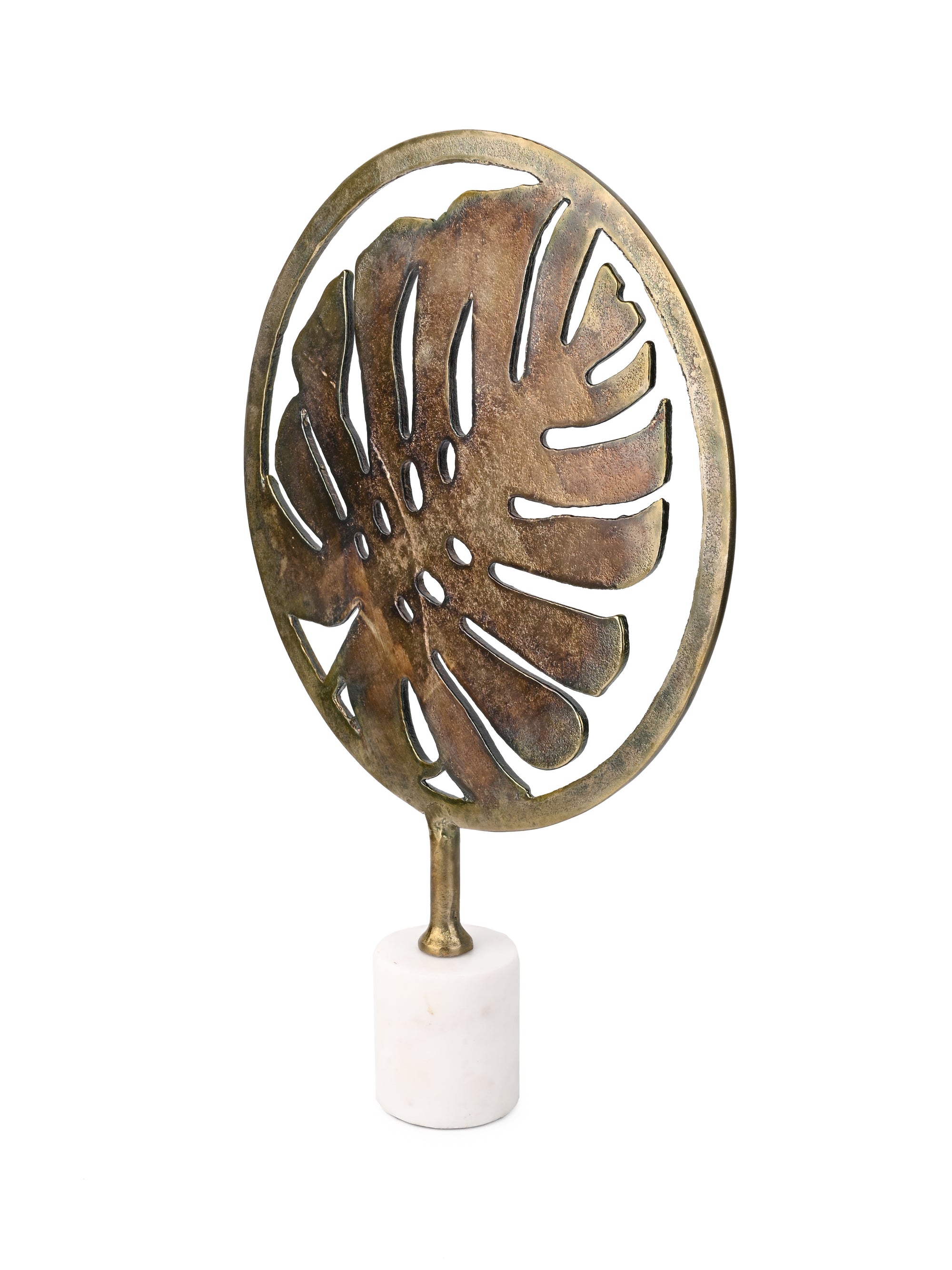 Metal Leaf Inside a Circle Decorative Showpiece - 20 inches