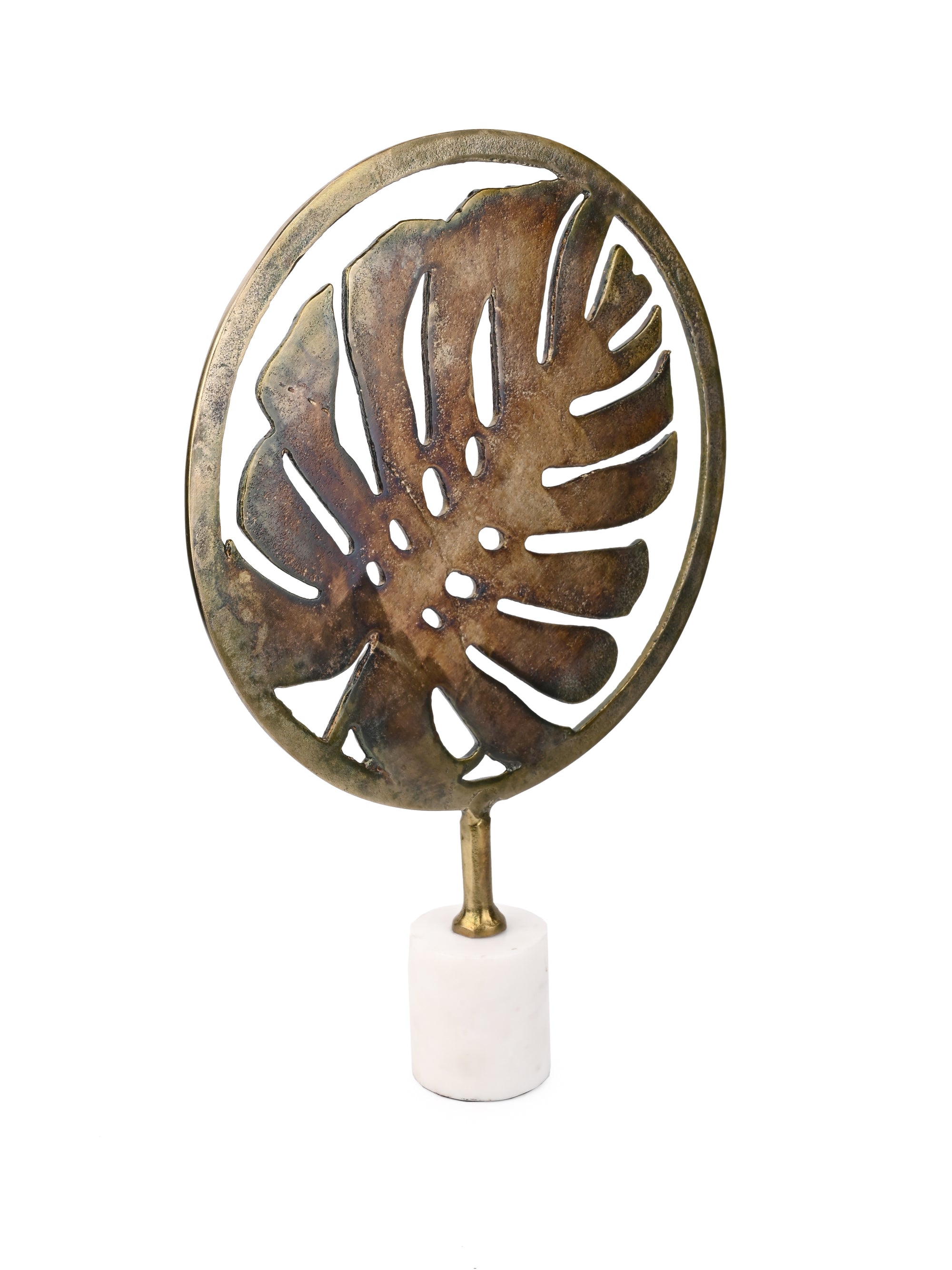 Metal Leaf Inside a Circle Decorative Showpiece - 20 inches