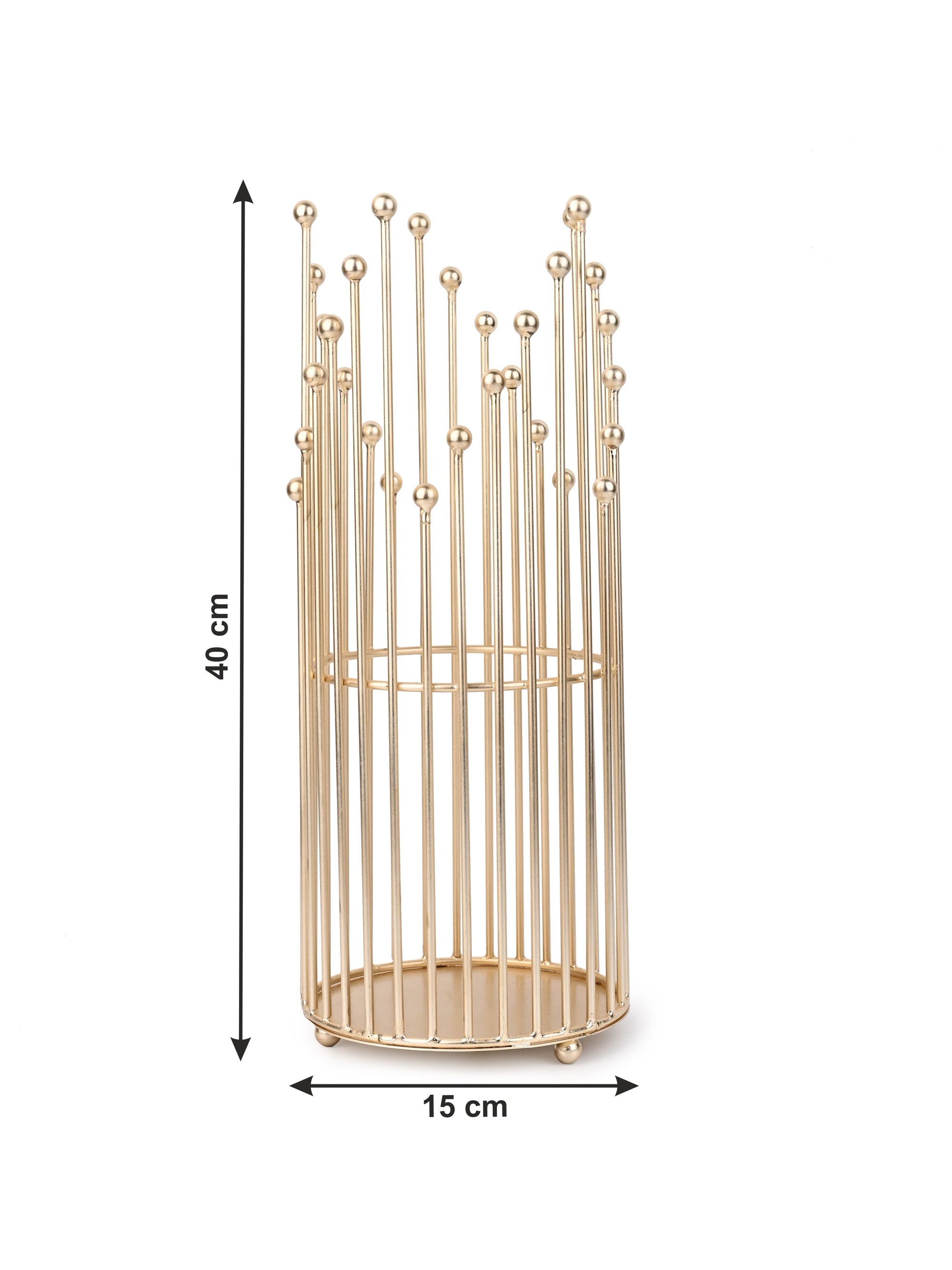 Metal Crafted Cage Design Golden Color Table Top Decor - 16 inches