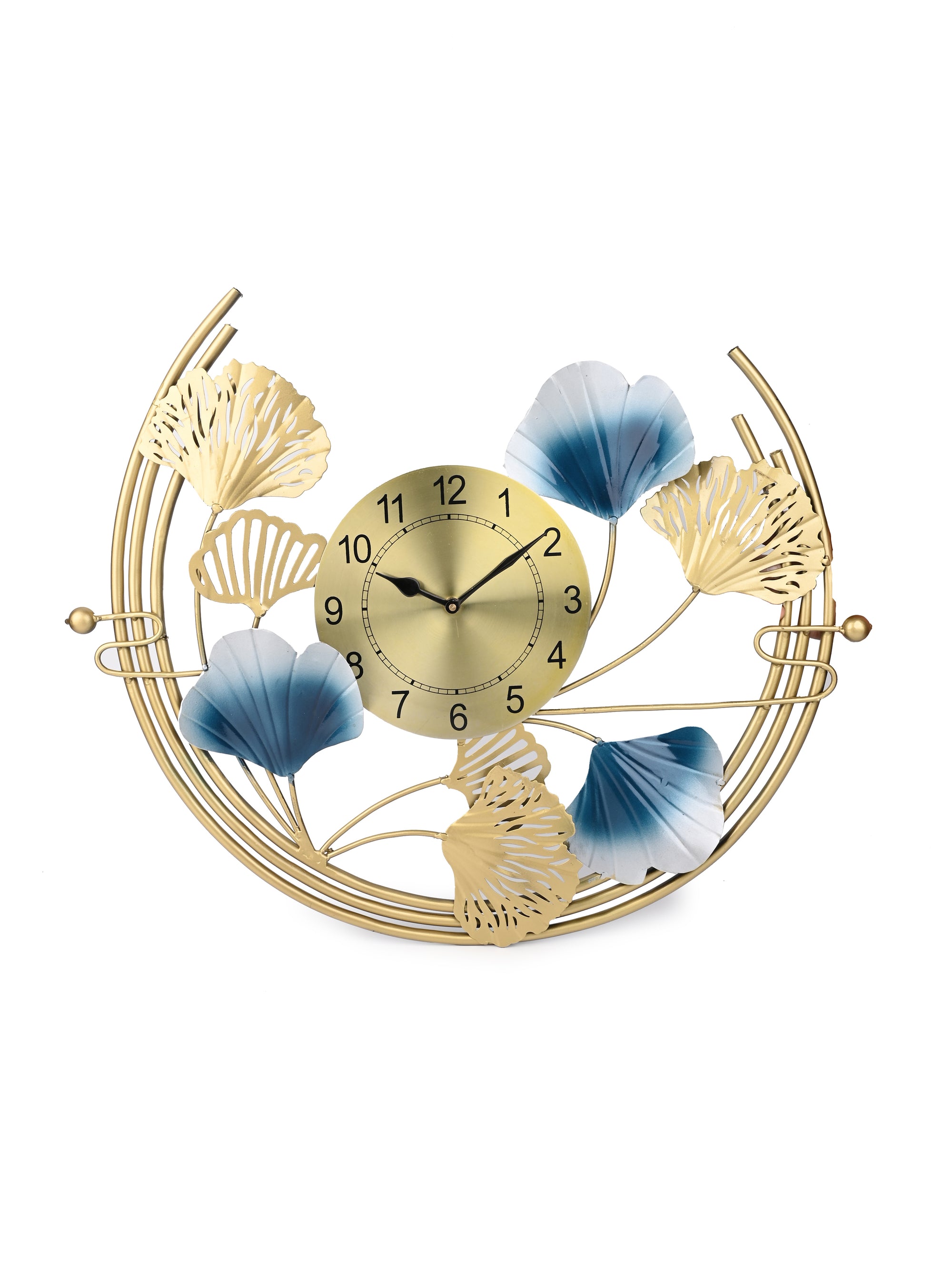 Gold and Blue Metal Crafted Elegant Wall Clock - 22 inches