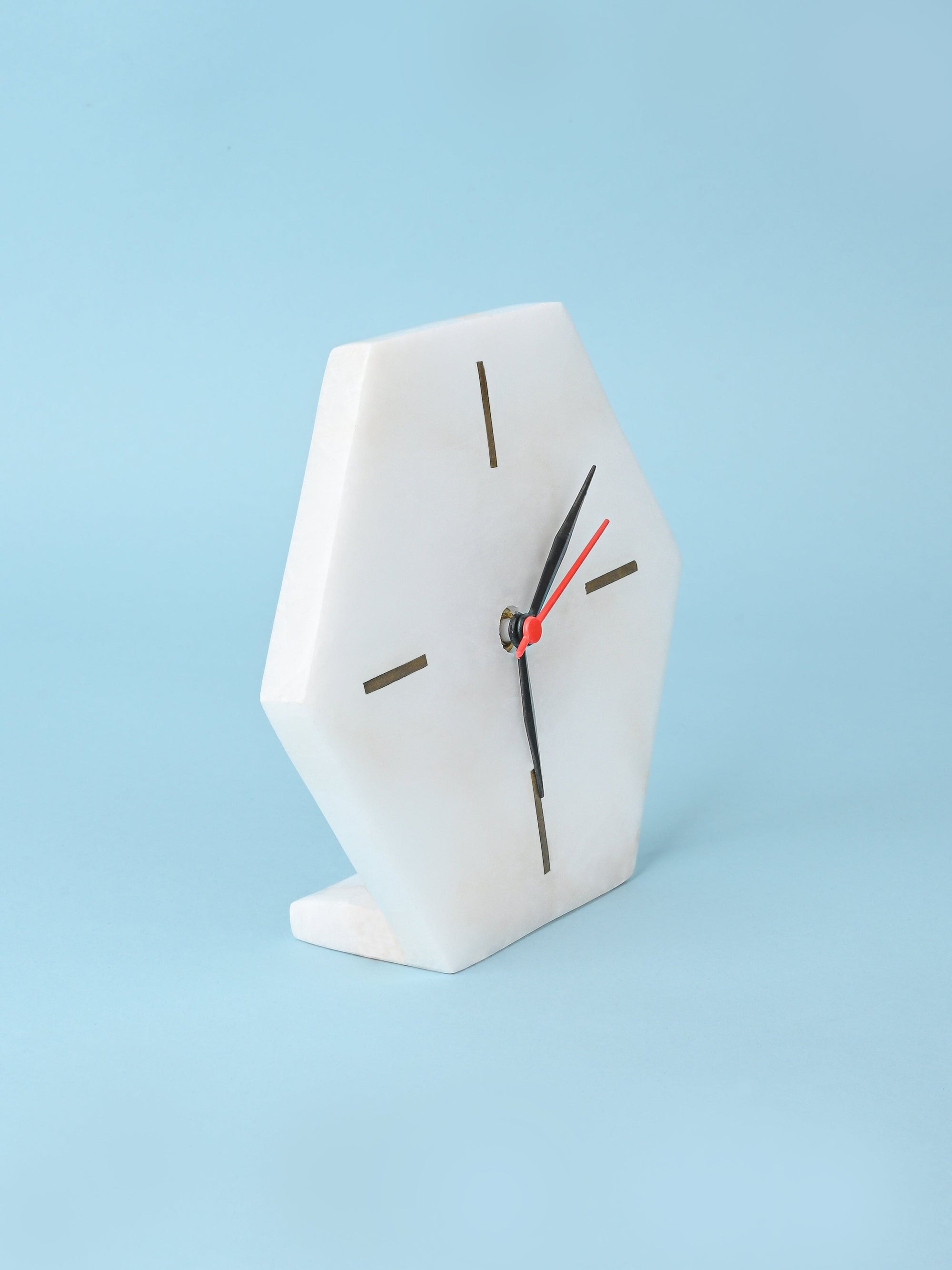 White Marble Hexagonal Table Clock