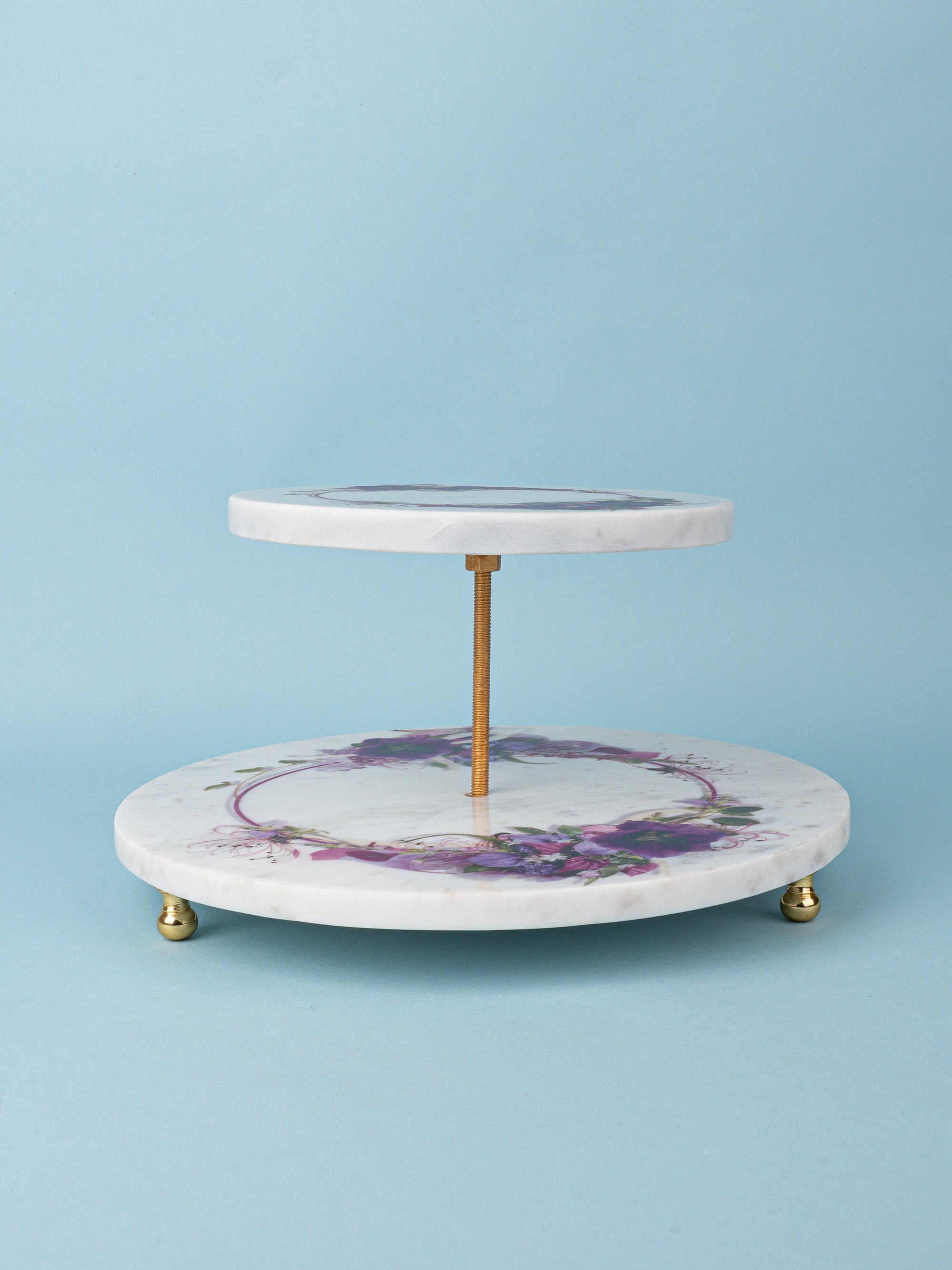 2 Tier Marble Printed Round Dessert Stand for Any Occasion