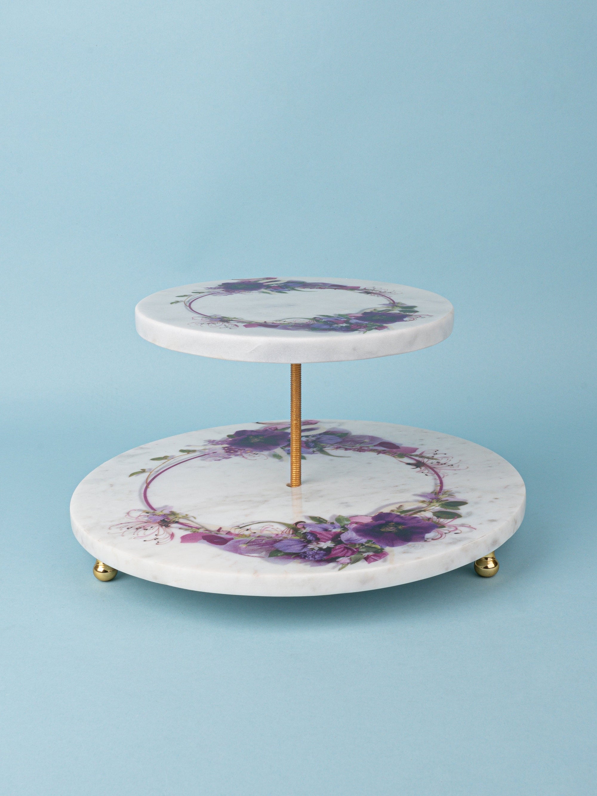 2 Tier Marble Printed Round Dessert Stand for Any Occasion