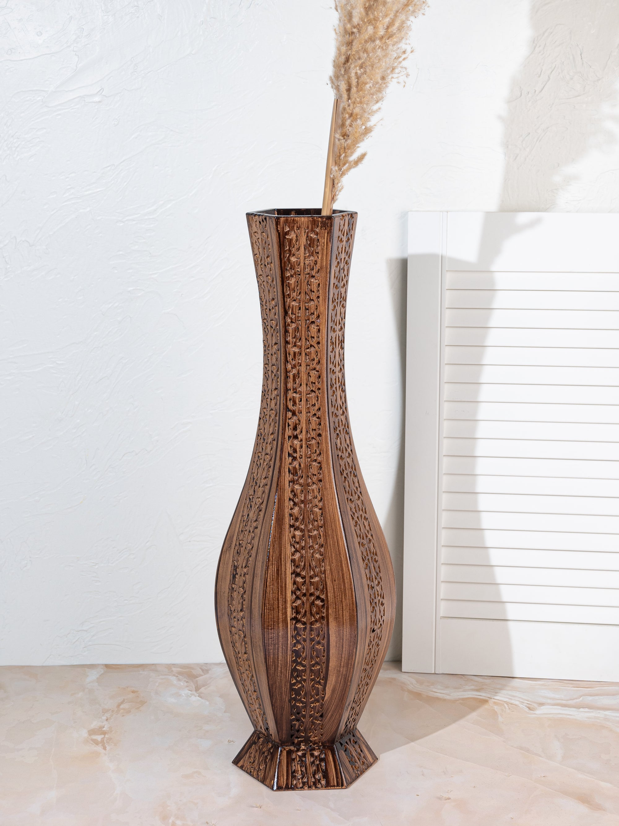 Tall Surahi Shape Flower Vase for Home Office Decor - 2 feet height