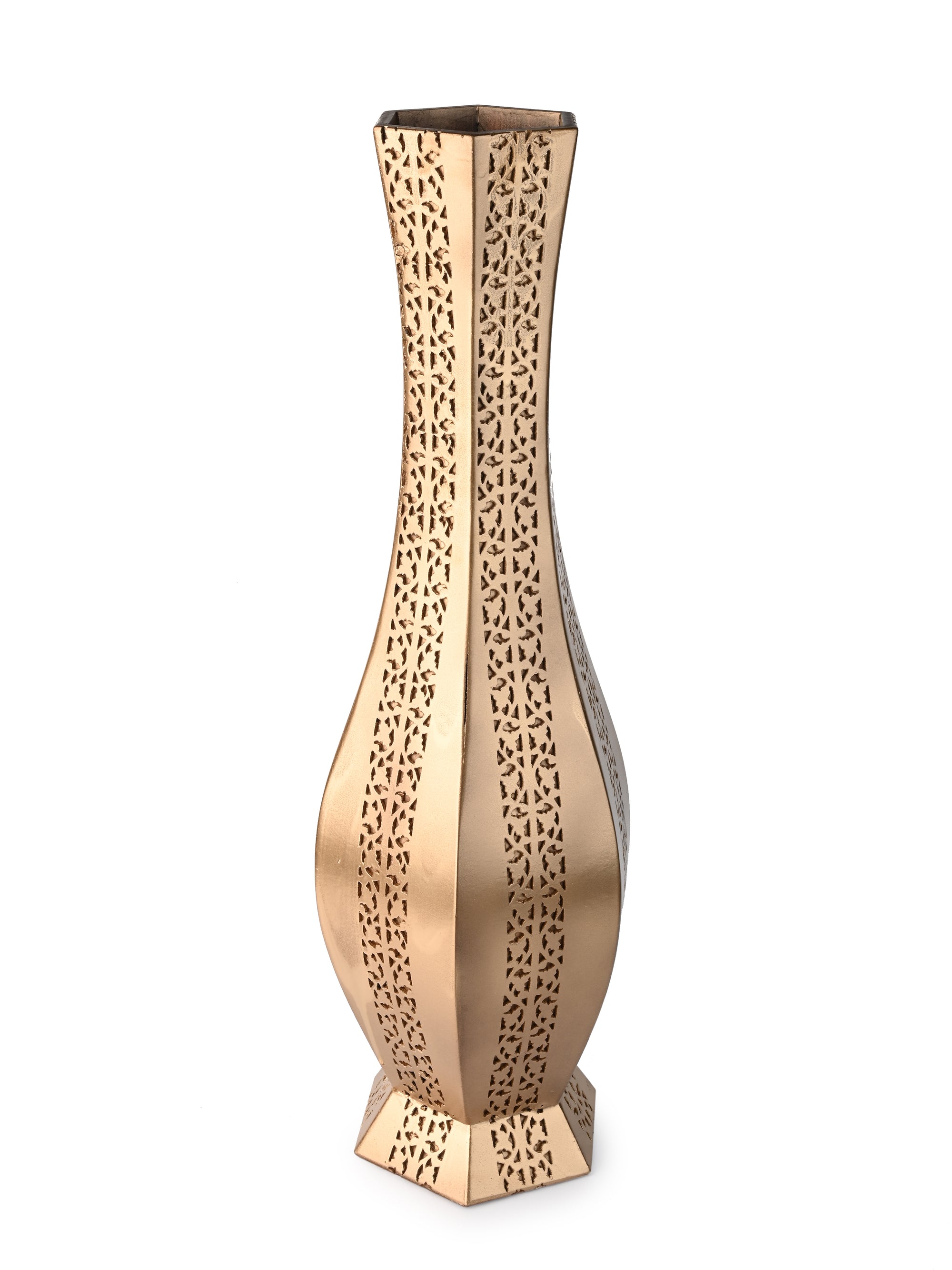 Tall Golden Surahi Shaped Flower Vase for Home Office Decor- 2 feet height