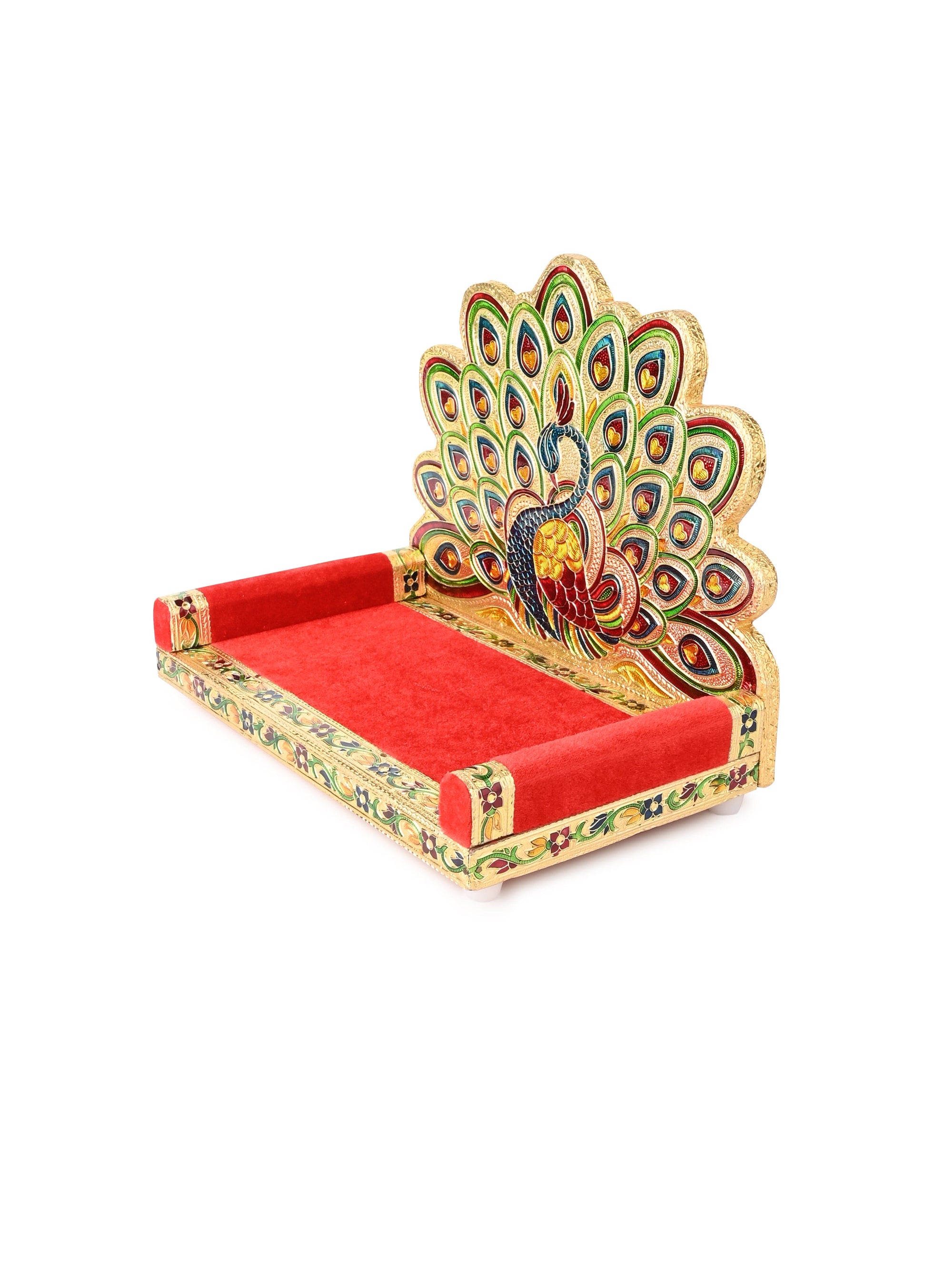 10 inches Handcrafted Meenakari Singhasan for Home Office Pooja Place