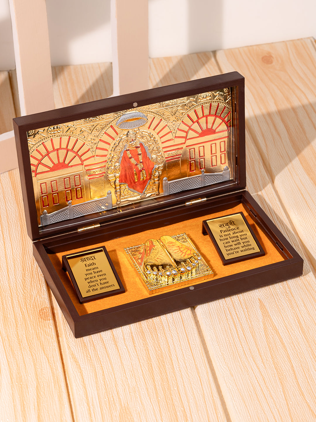 Shirdi Sai Baba Charan Paduka Box for Puja Rituals and Gifting