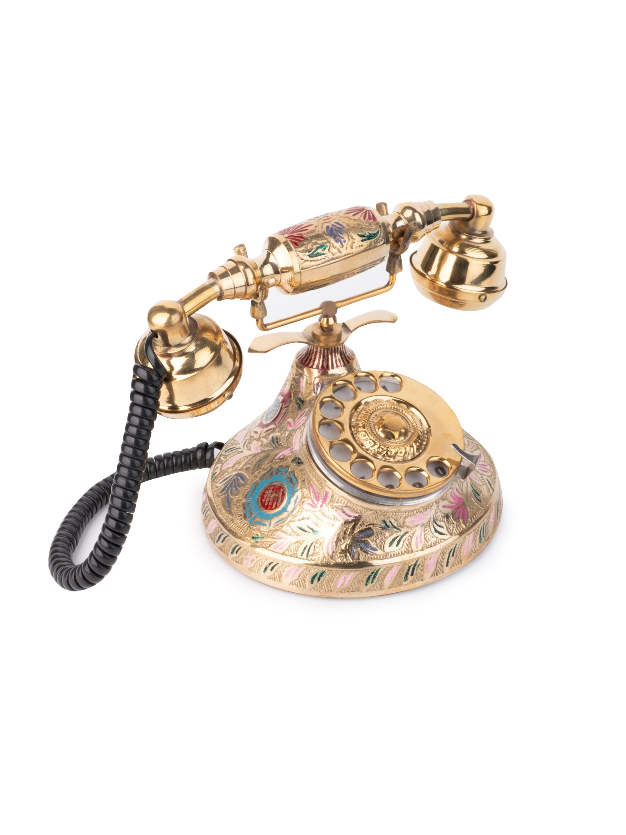 Brass Crafted Colorful Retro Landline Phone for Home and Office Decor