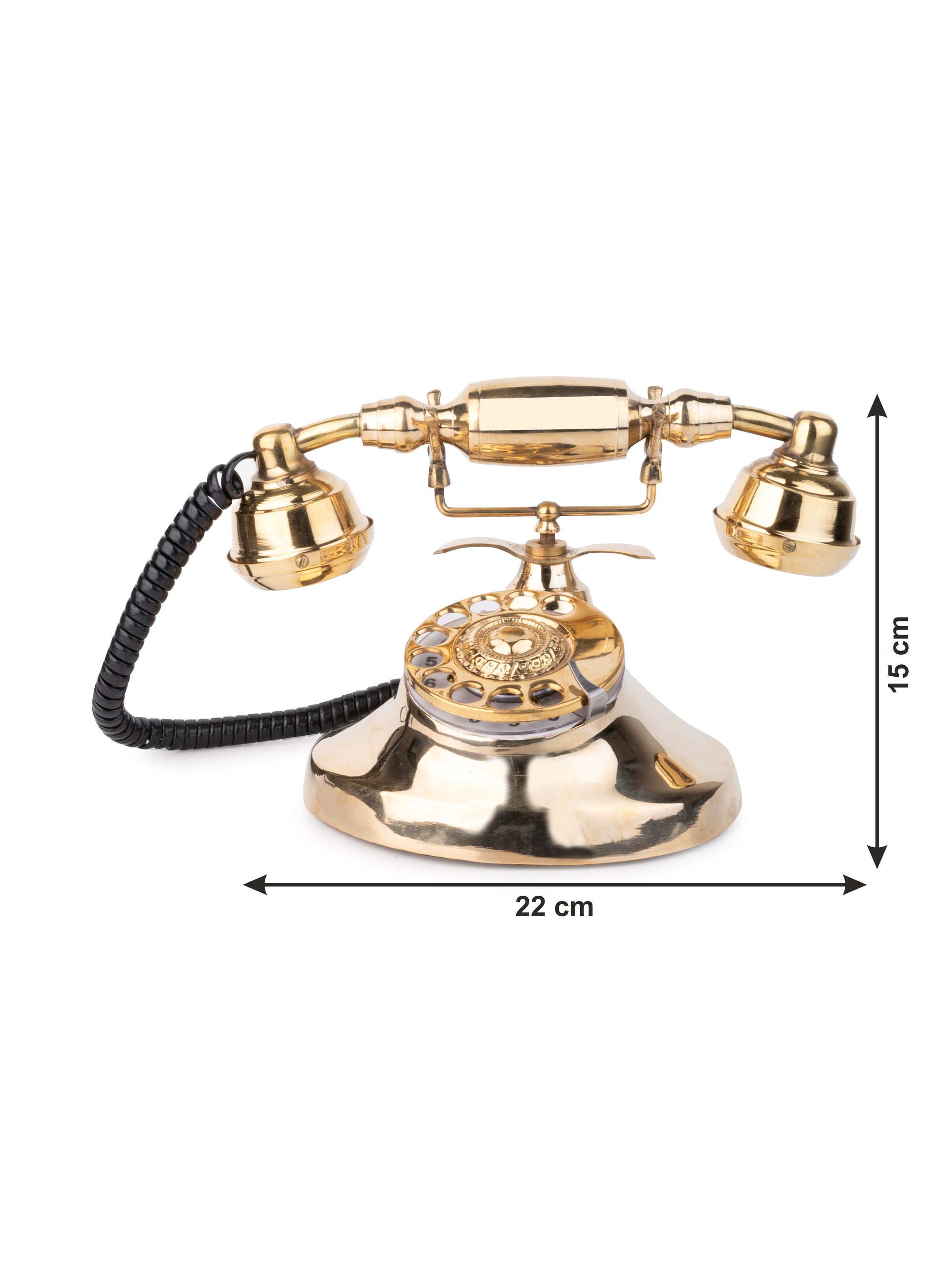 Shiny Brass Vintage Rotary Dial Landline Phone for Home Office Decor