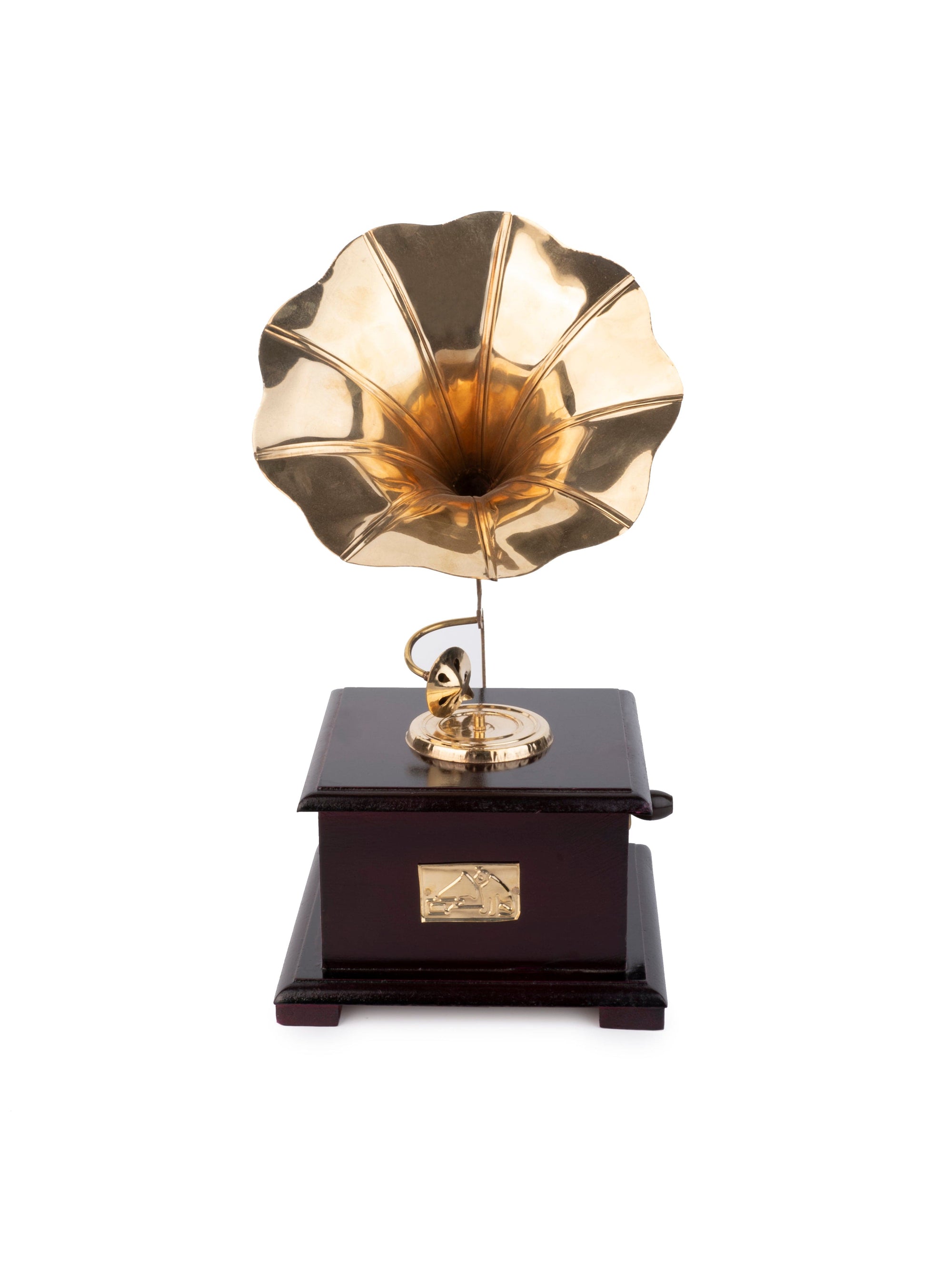 Antique Golden Gramophone Decorative Showpiece - 12 inches