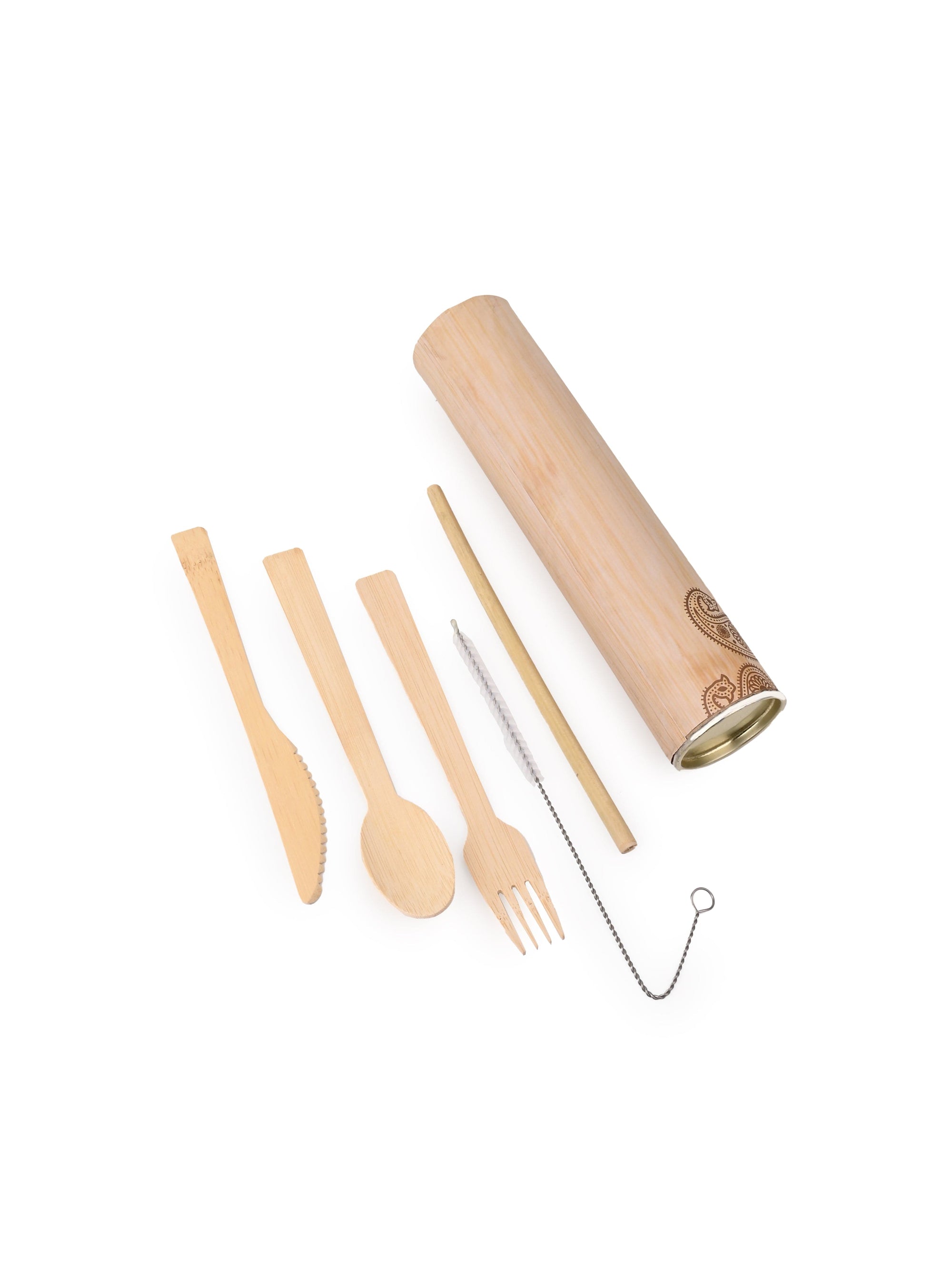 Handcrafted Sustainable Bamboo Cutlery Set in a Paper Box