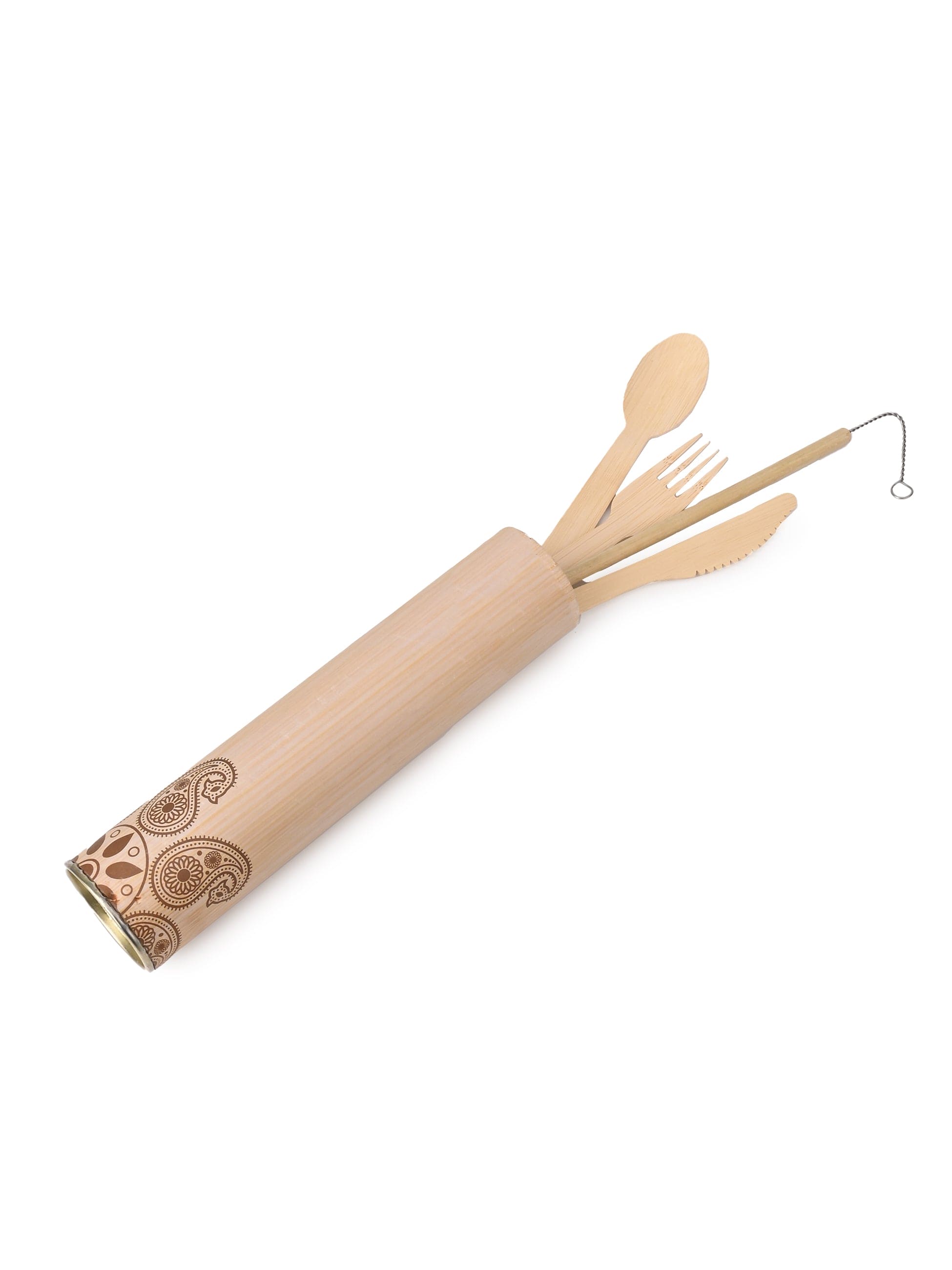 Handcrafted Sustainable Bamboo Cutlery Set in a Paper Box