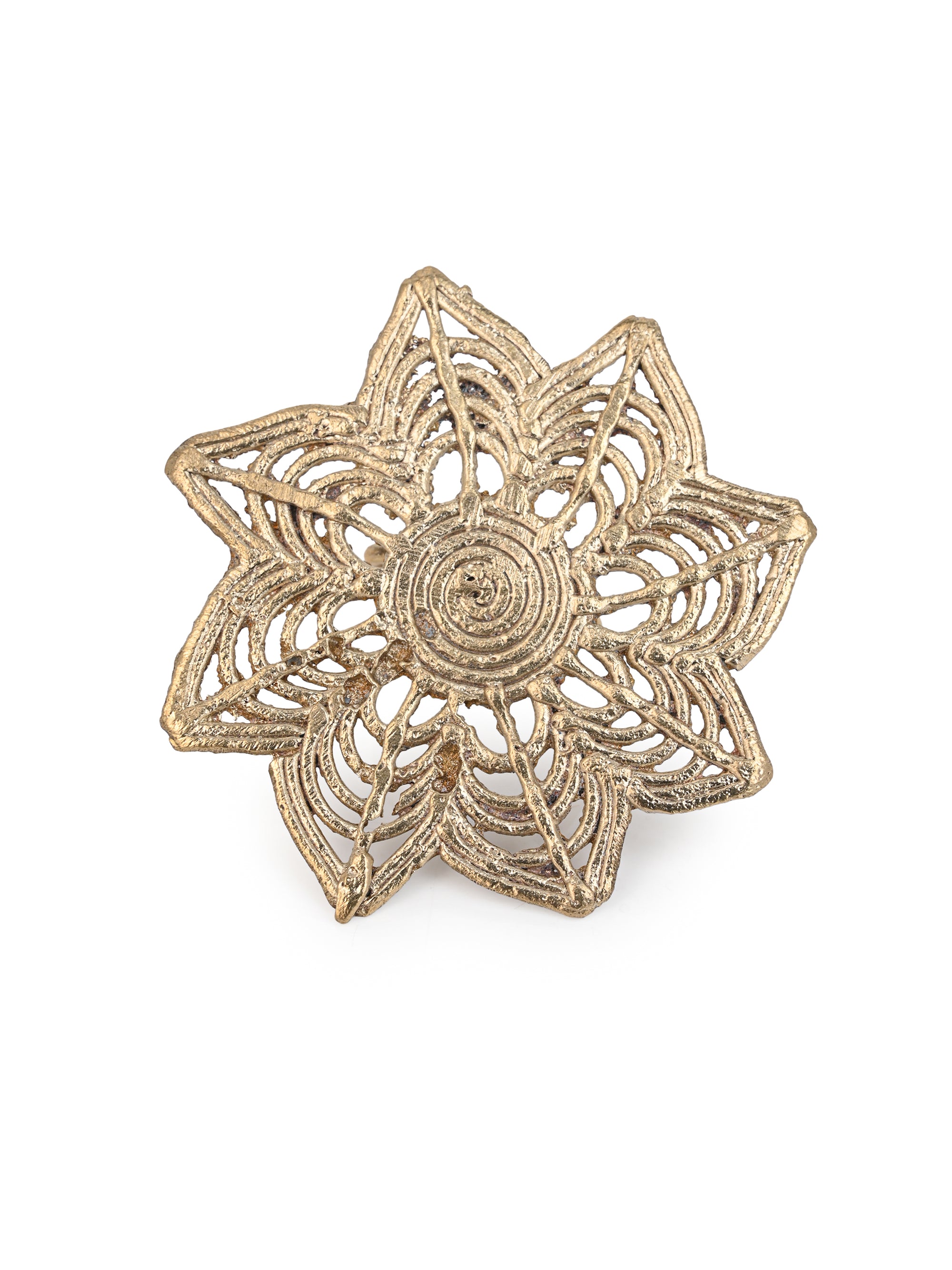 MAURYANA - Dokra craft stylish flower design finger ring - adjustable size
